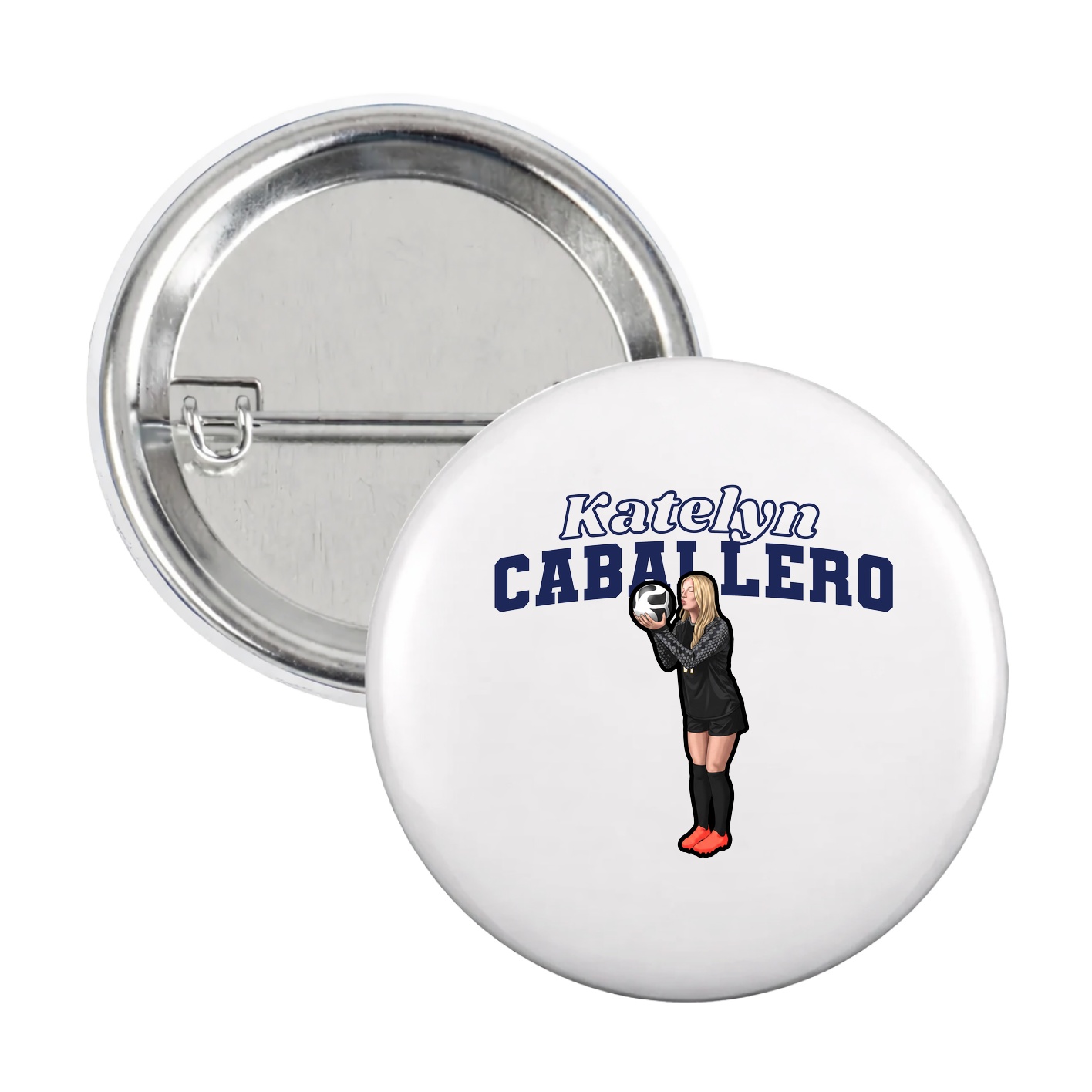 Game Day Button — Name Arch in White