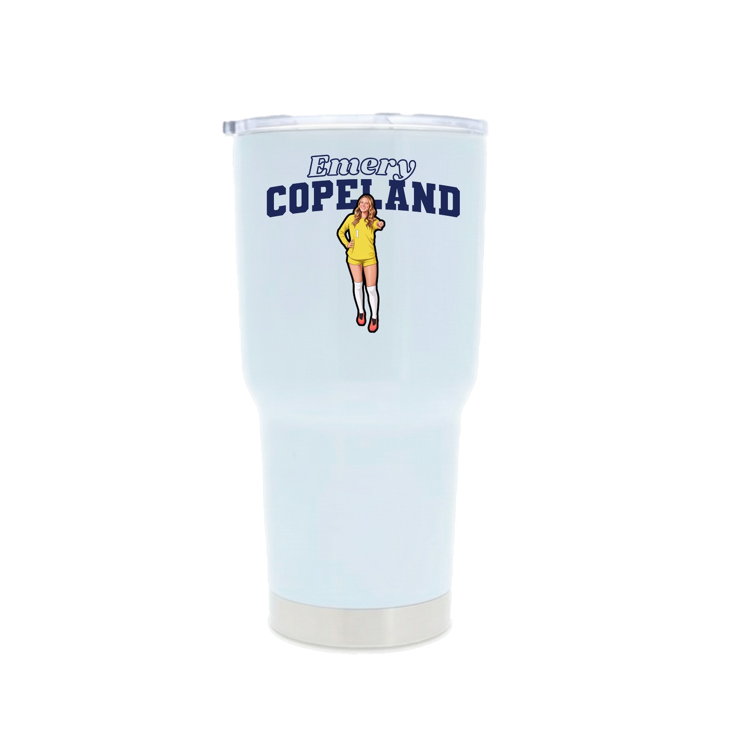 30oz Stainless Steel Tumbler — Name Arch in White