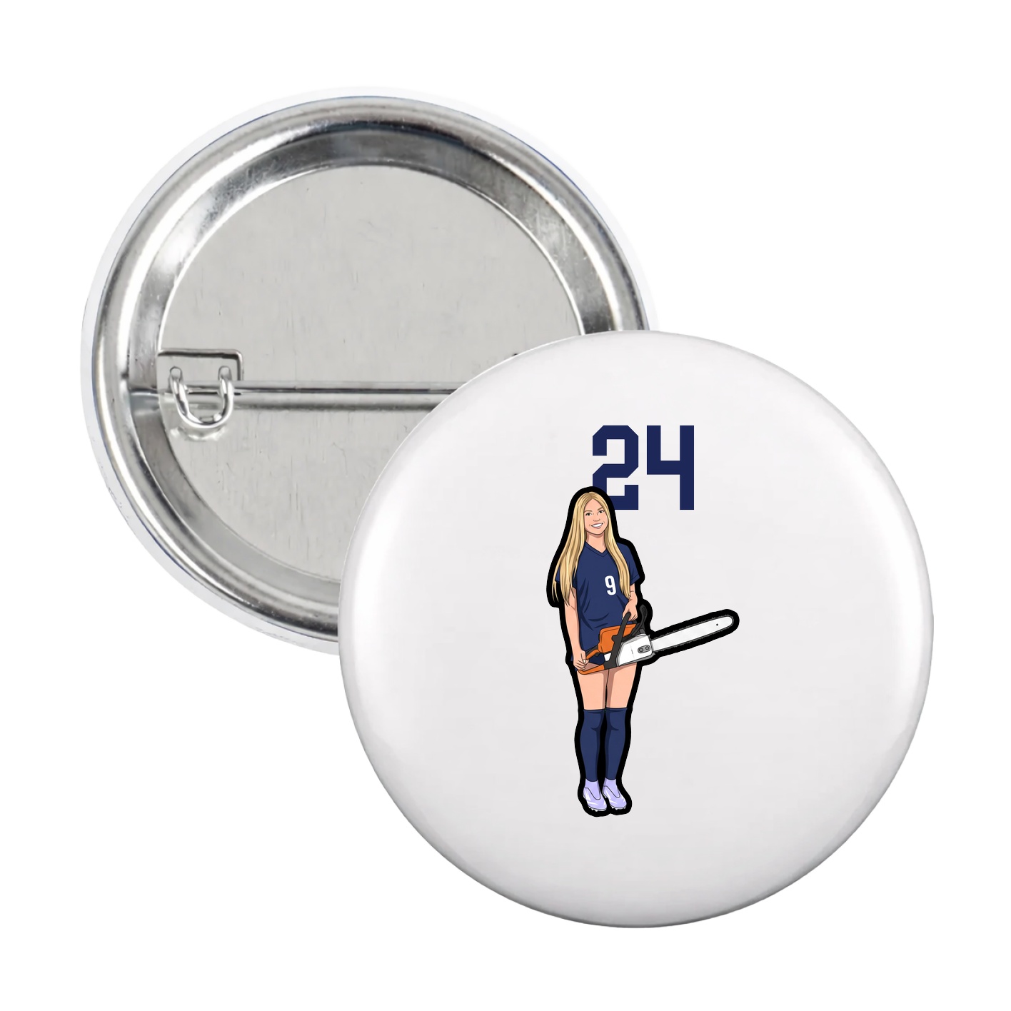 Game Day Button — Number Top in White