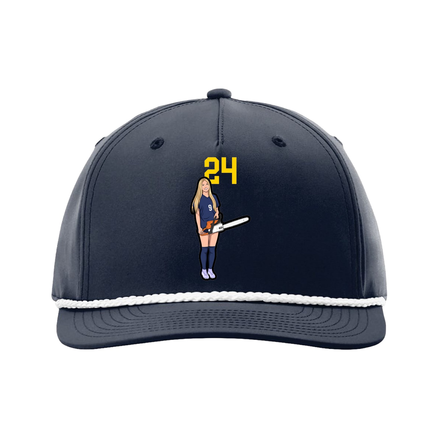 Five-Panel Classic Rope Cap — Number Top in Navy