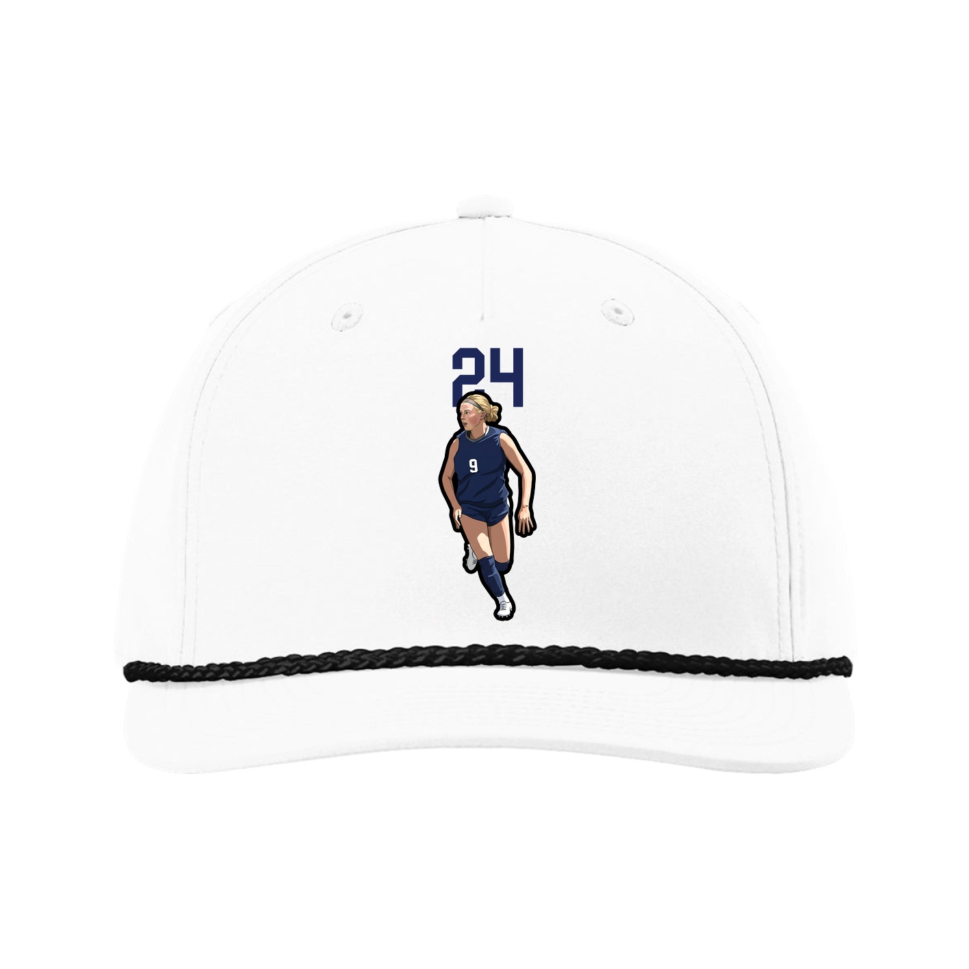 Five-Panel Classic Rope Cap — Number Top in White