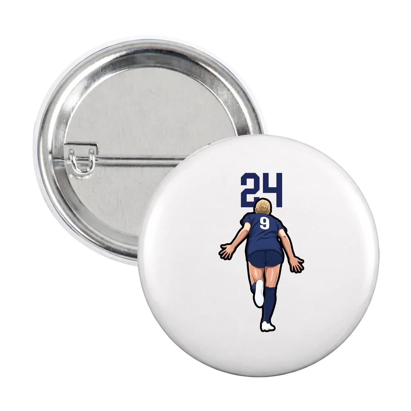 Game Day Button — Number Top in White