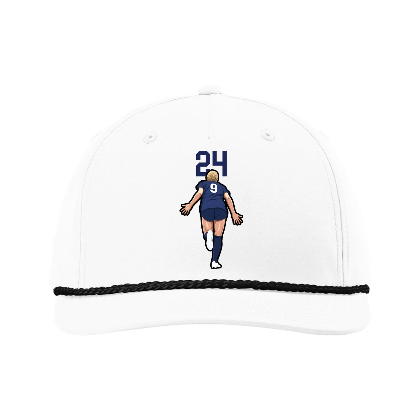 Five-Panel Classic Rope Cap — Number Top in White