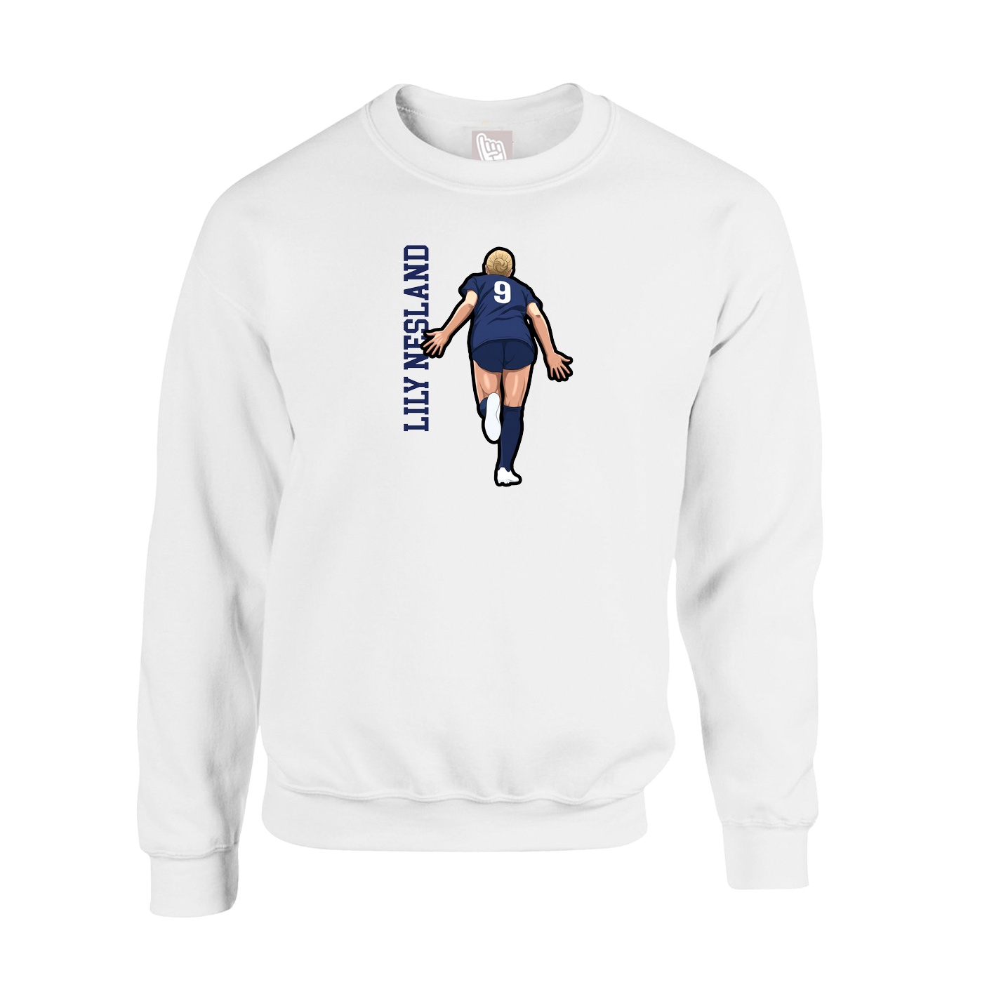 Fleece Crew — Name Vertical in White