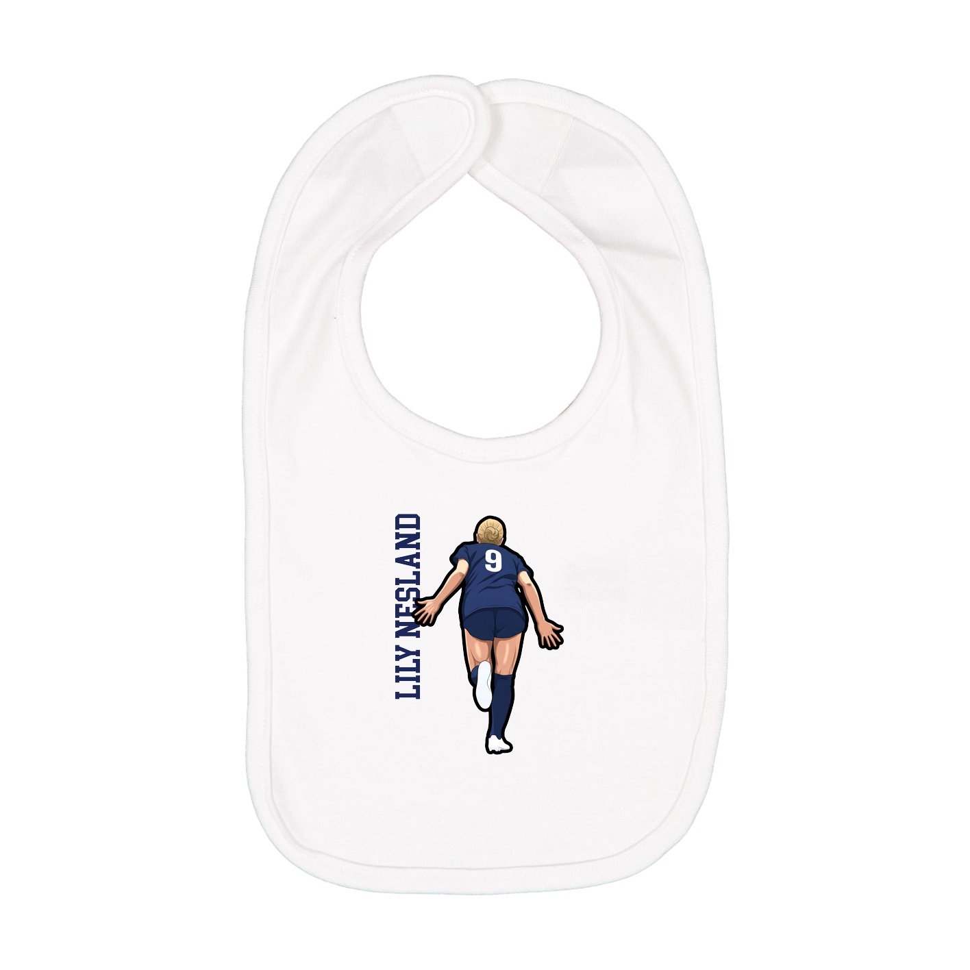 Infant Bib — Name Vertical in White
