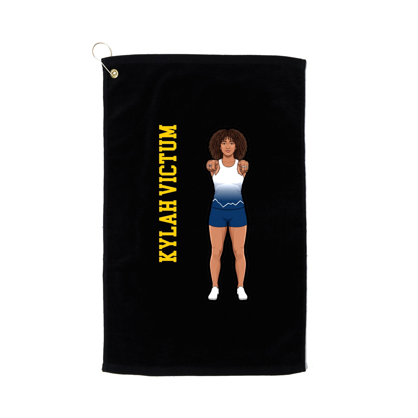 Golf Towel — Name Vertical in Black