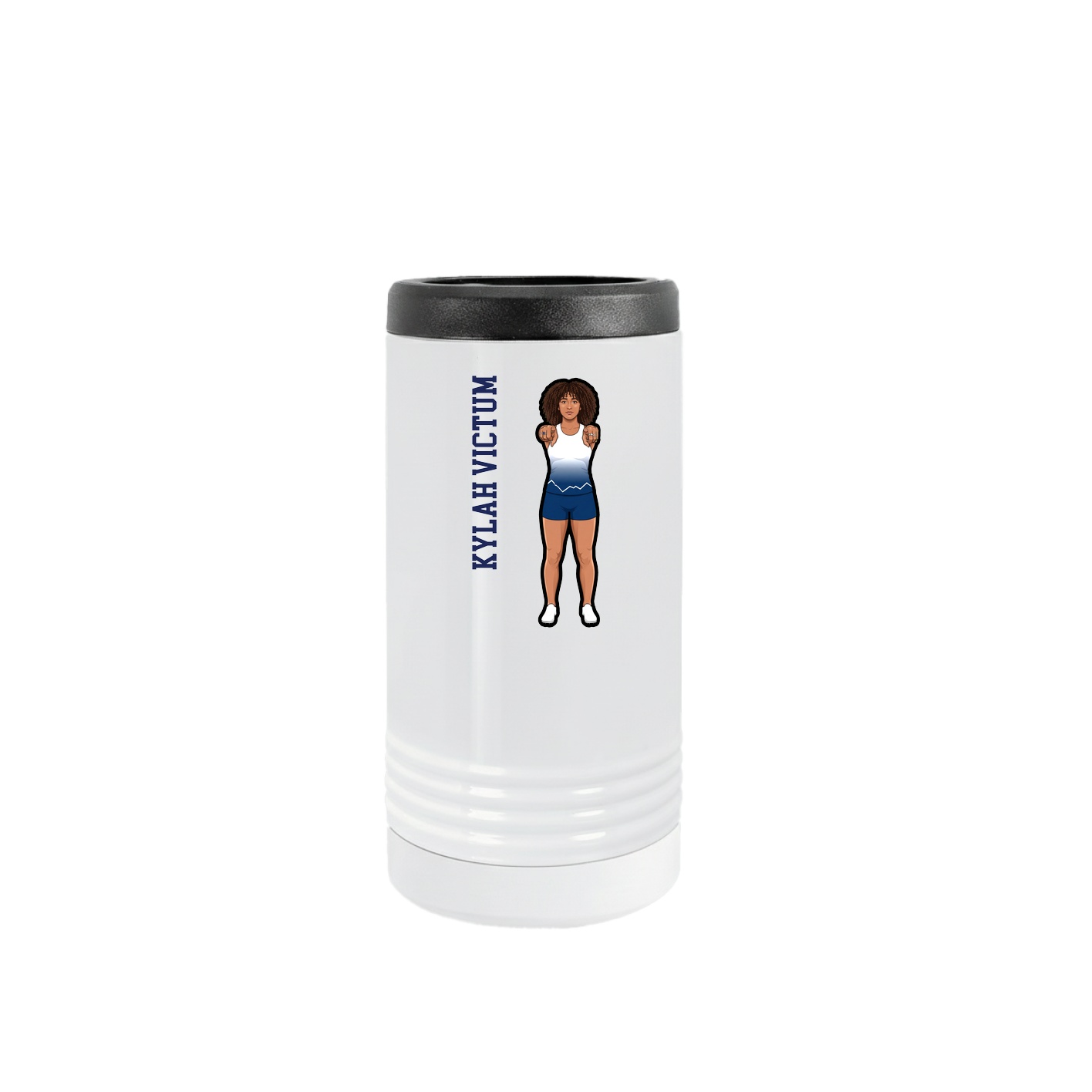 Slim Beverage Holder — Name Vertical in White