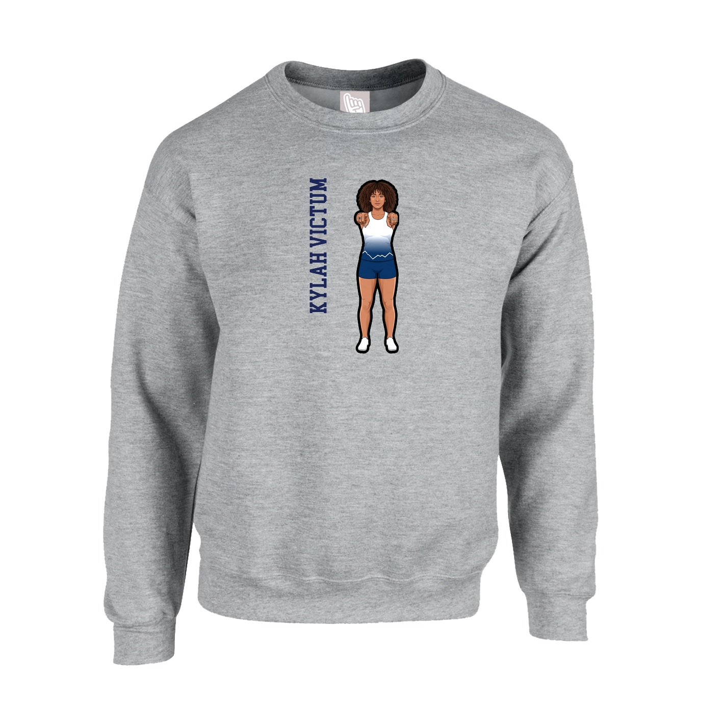 Fleece Crew — Name Vertical in Grey