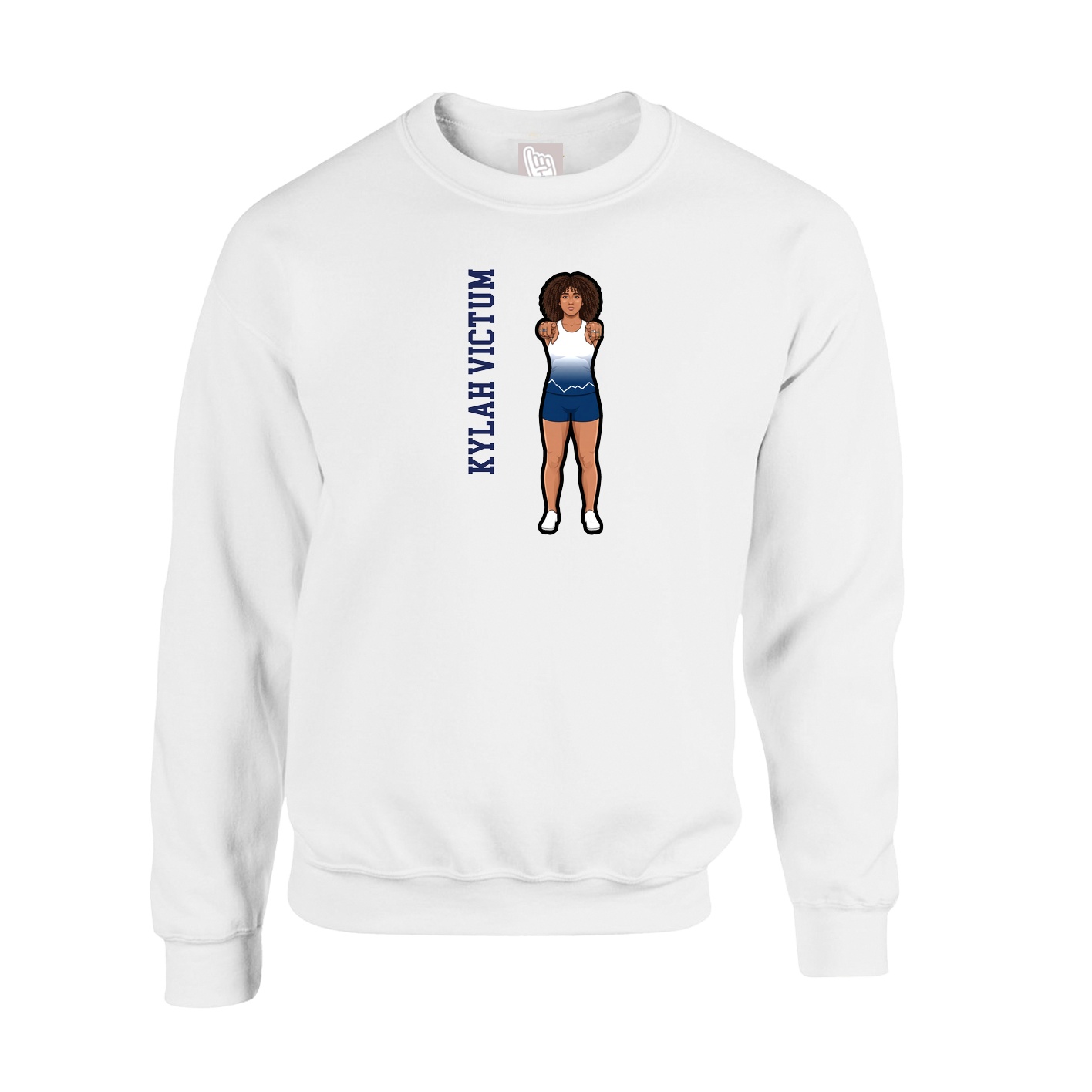 Fleece Crew — Name Vertical in White