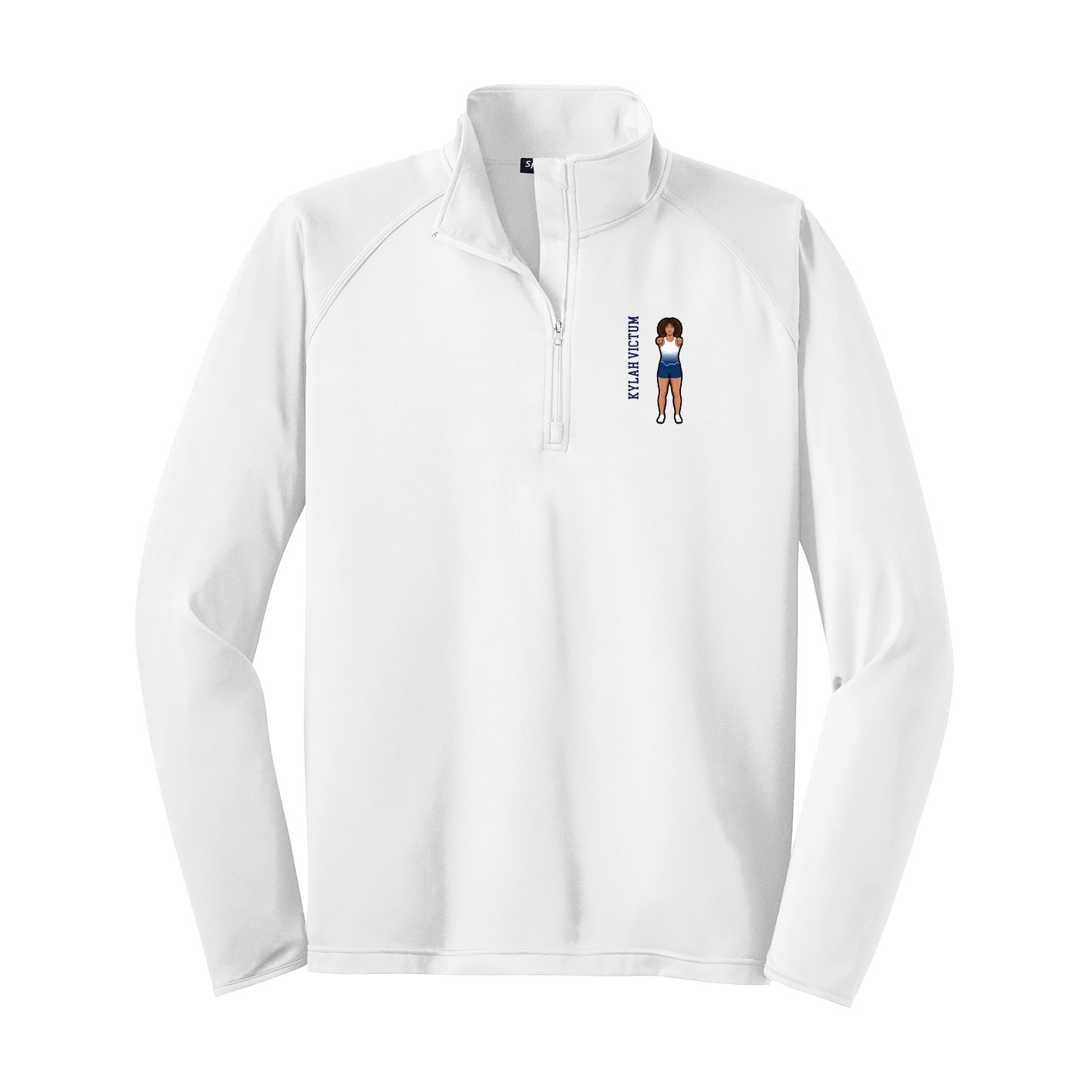 Q-Zip Pullover — Name Vertical in White
