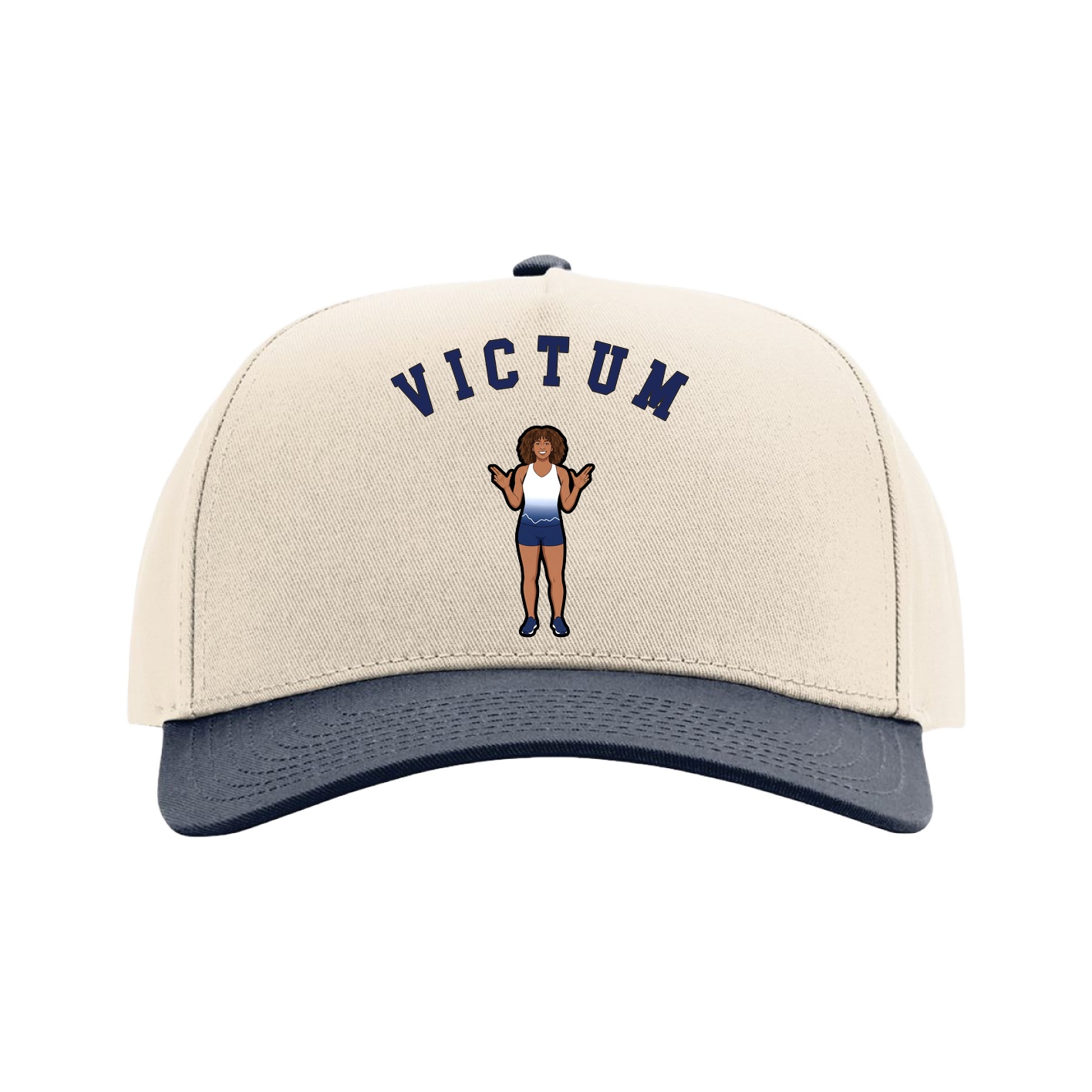 Full Fabric Five-Panel Champ Cap — Shirsey Arch in Cream/Navy