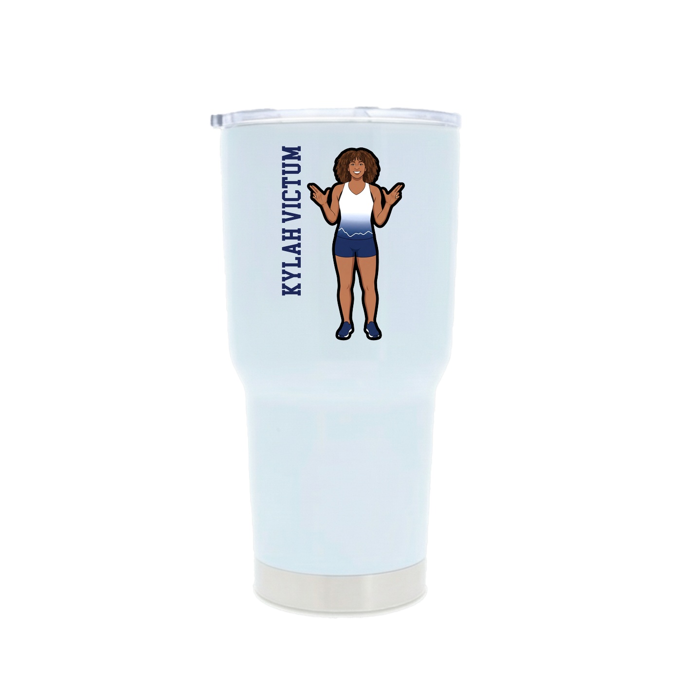 30oz Stainless Steel Tumbler — Name Vertical in White
