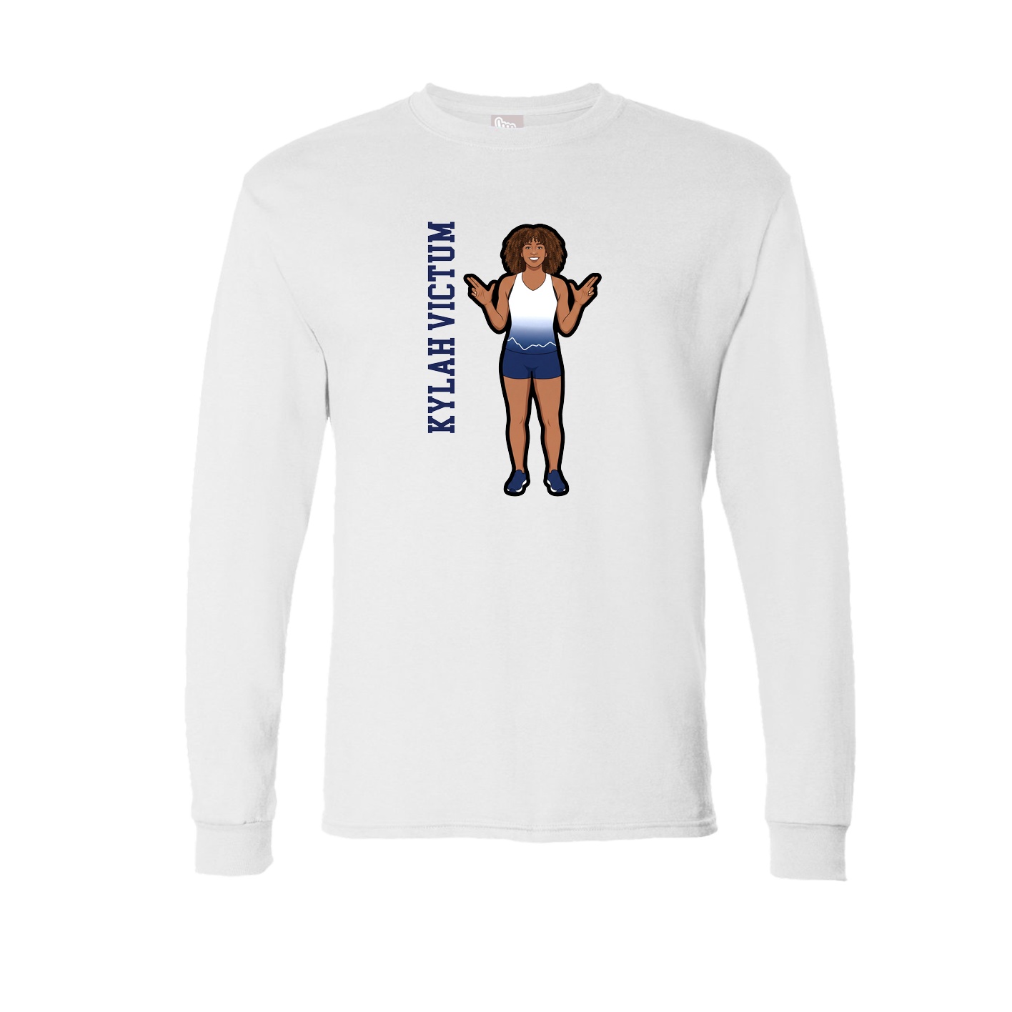 Long Sleeve Tee — Name Vertical in White