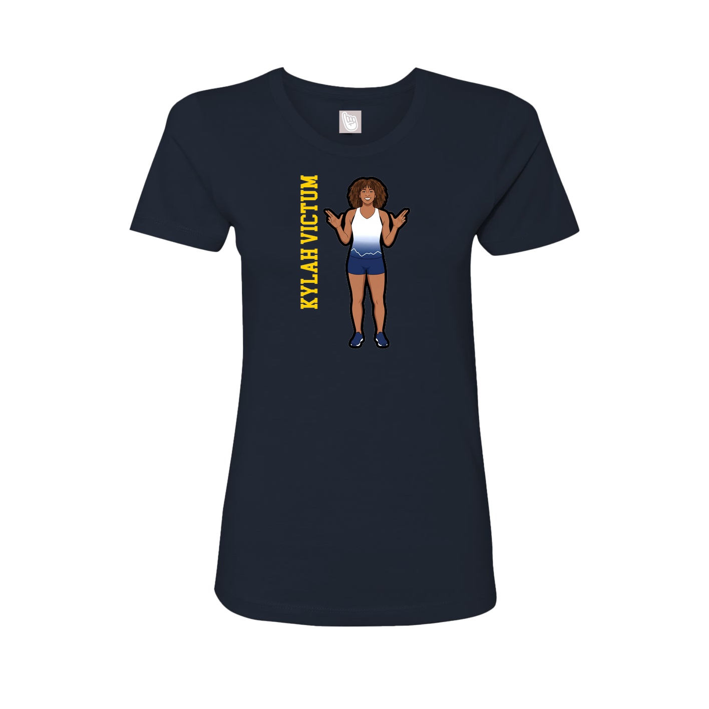 Fitted Women's Tee — Name Vertical in Navy