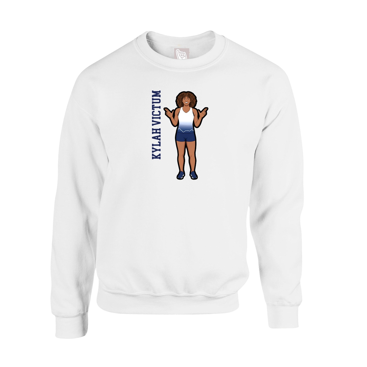 Fleece Crew — Name Vertical in White