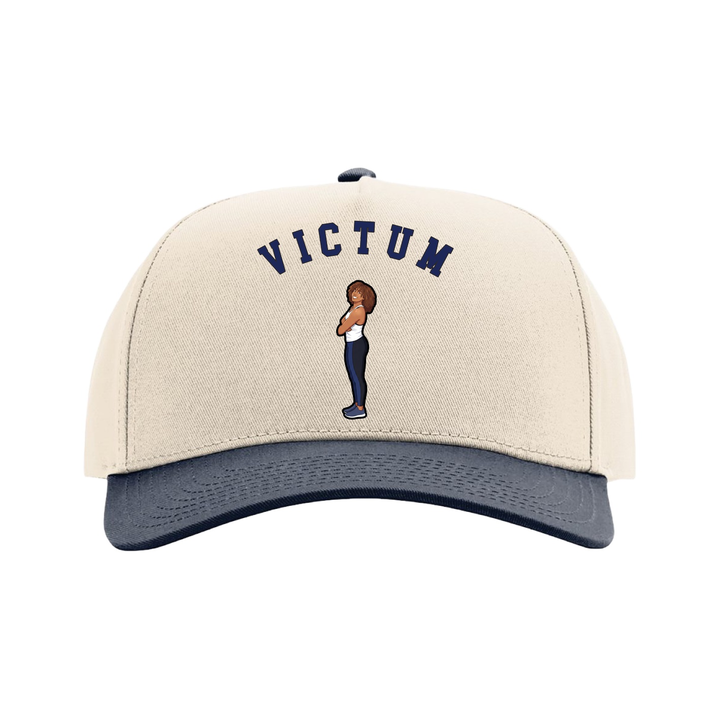 Full Fabric Five-Panel Champ Cap — Shirsey Arch in Cream/Navy