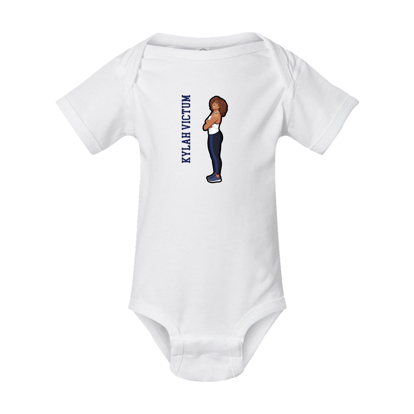 Baby Onesie — Name Vertical in White