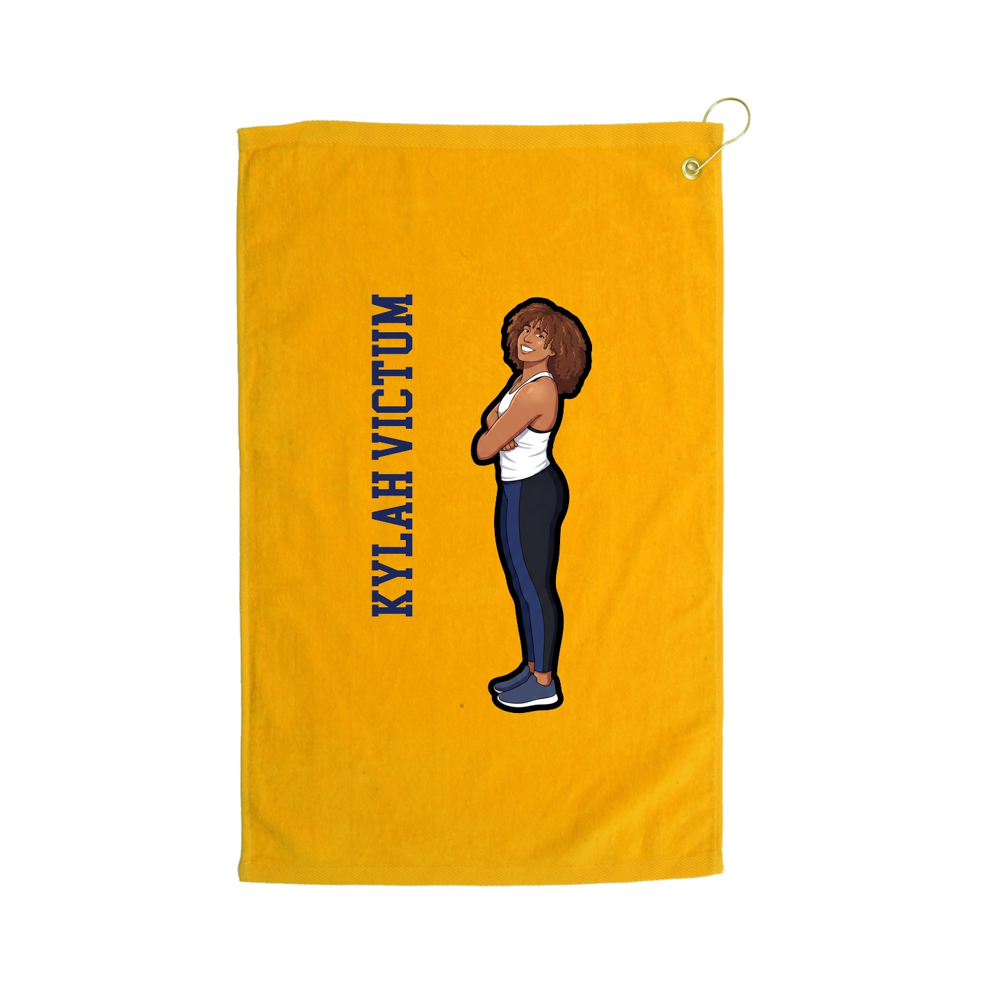 Golf Towel — Name Vertical in Gold