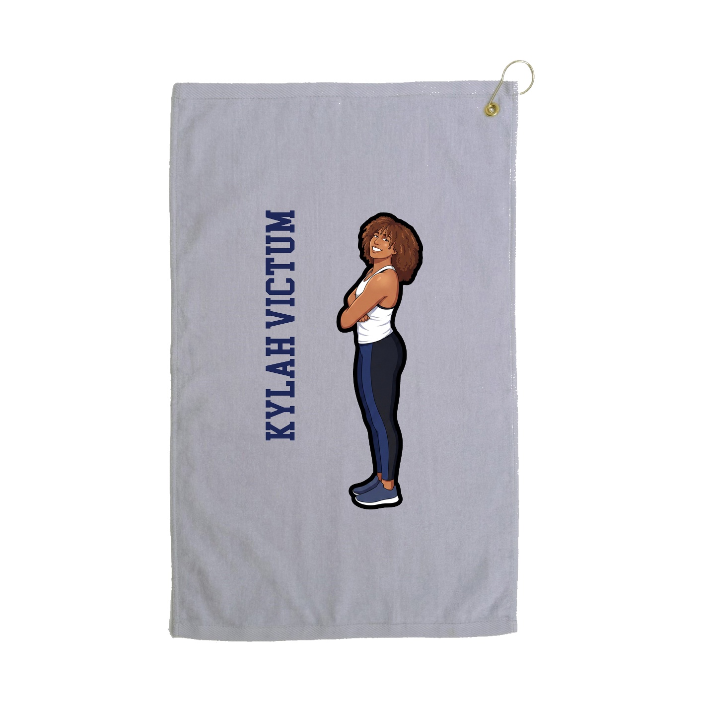 Golf Towel — Name Vertical in Grey