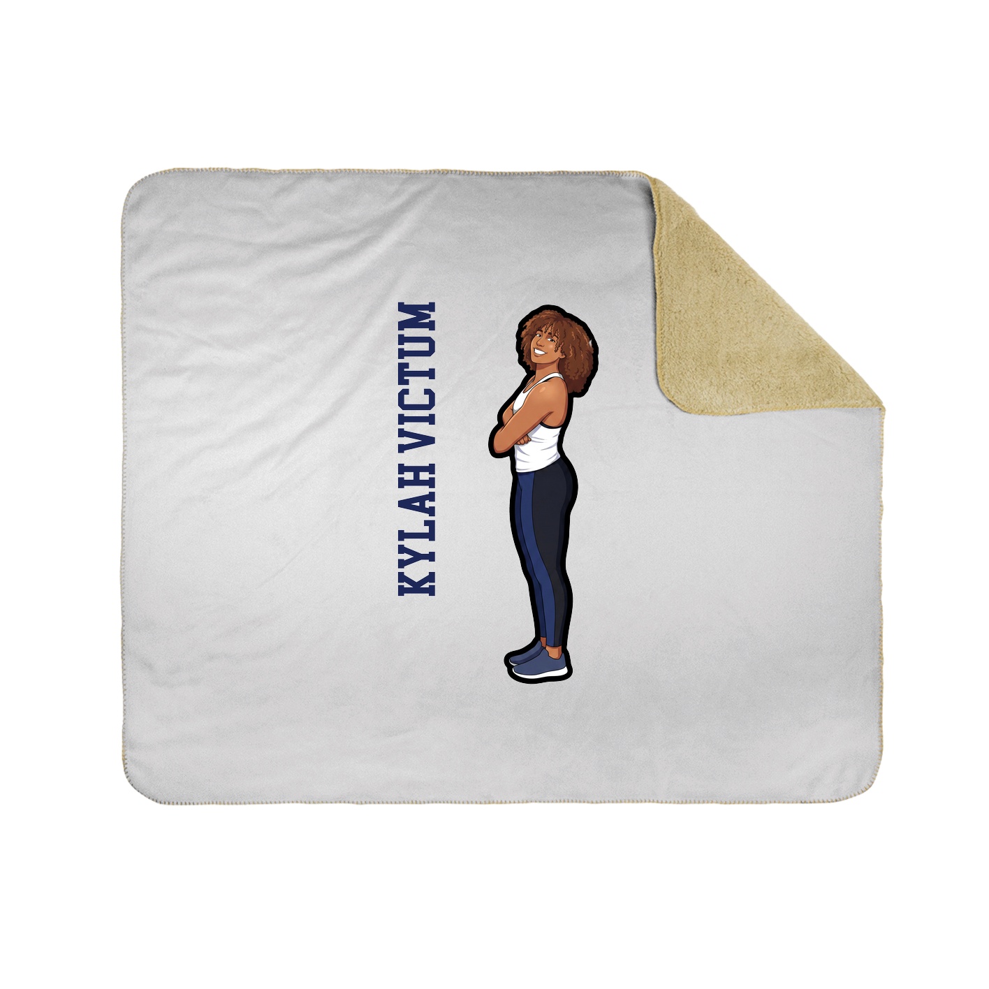 Throw Blanket — Name Vertical in White