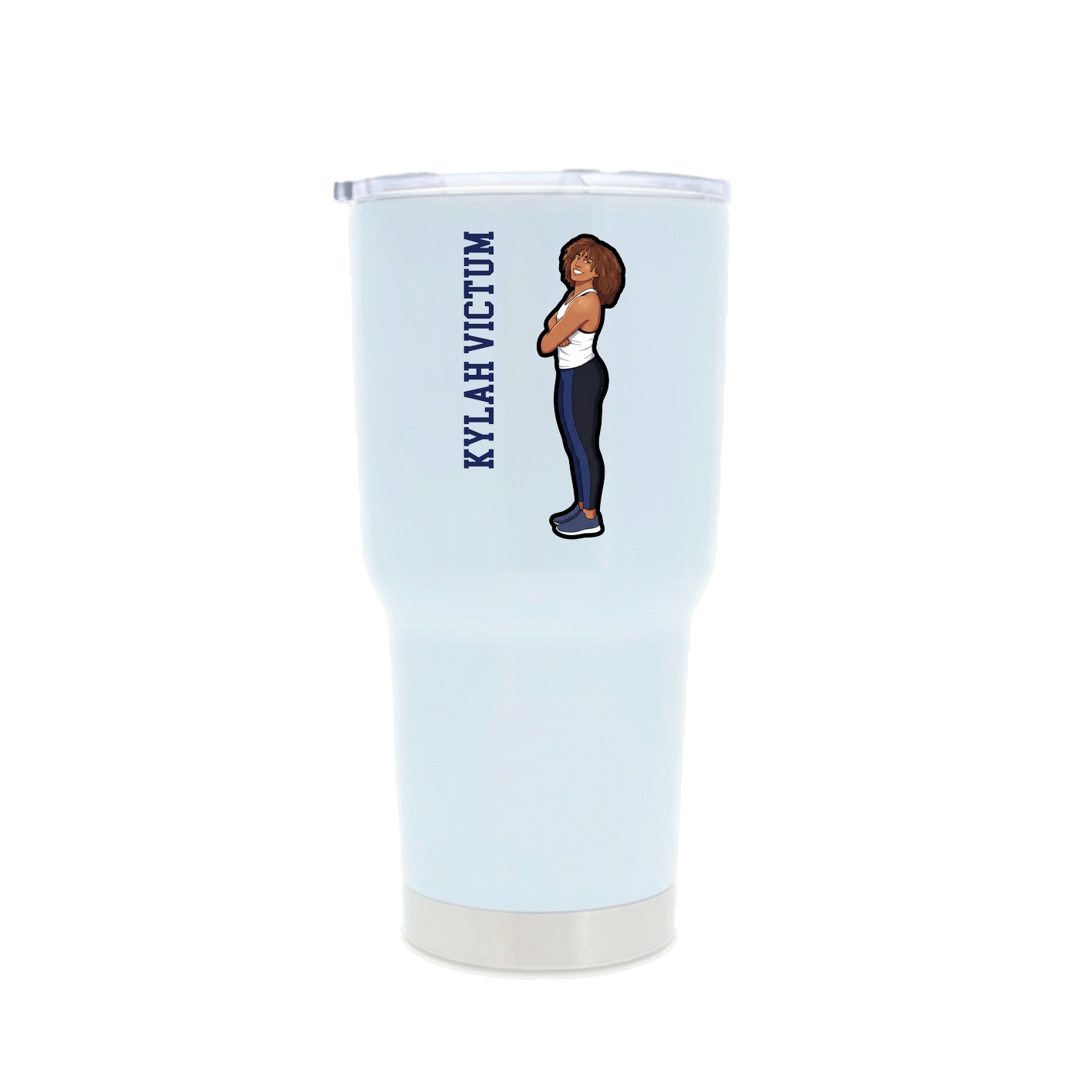 30oz Stainless Steel Tumbler — Name Vertical in White