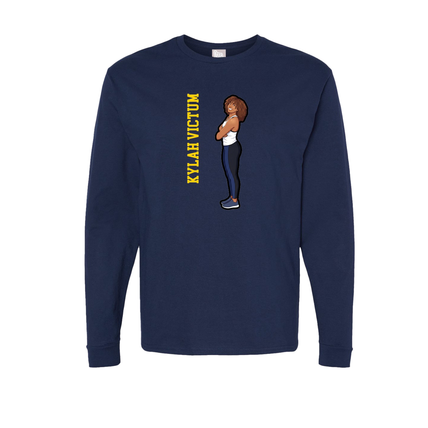 Long Sleeve Tee — Name Vertical in Navy