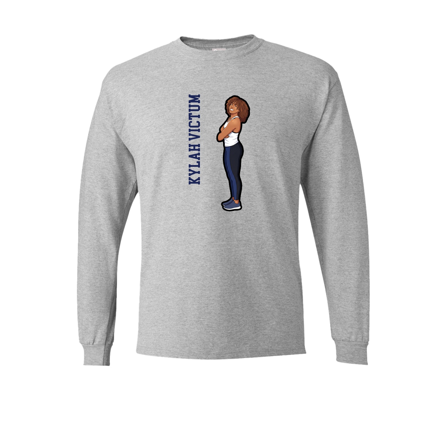 Long Sleeve Tee — Name Vertical in Grey
