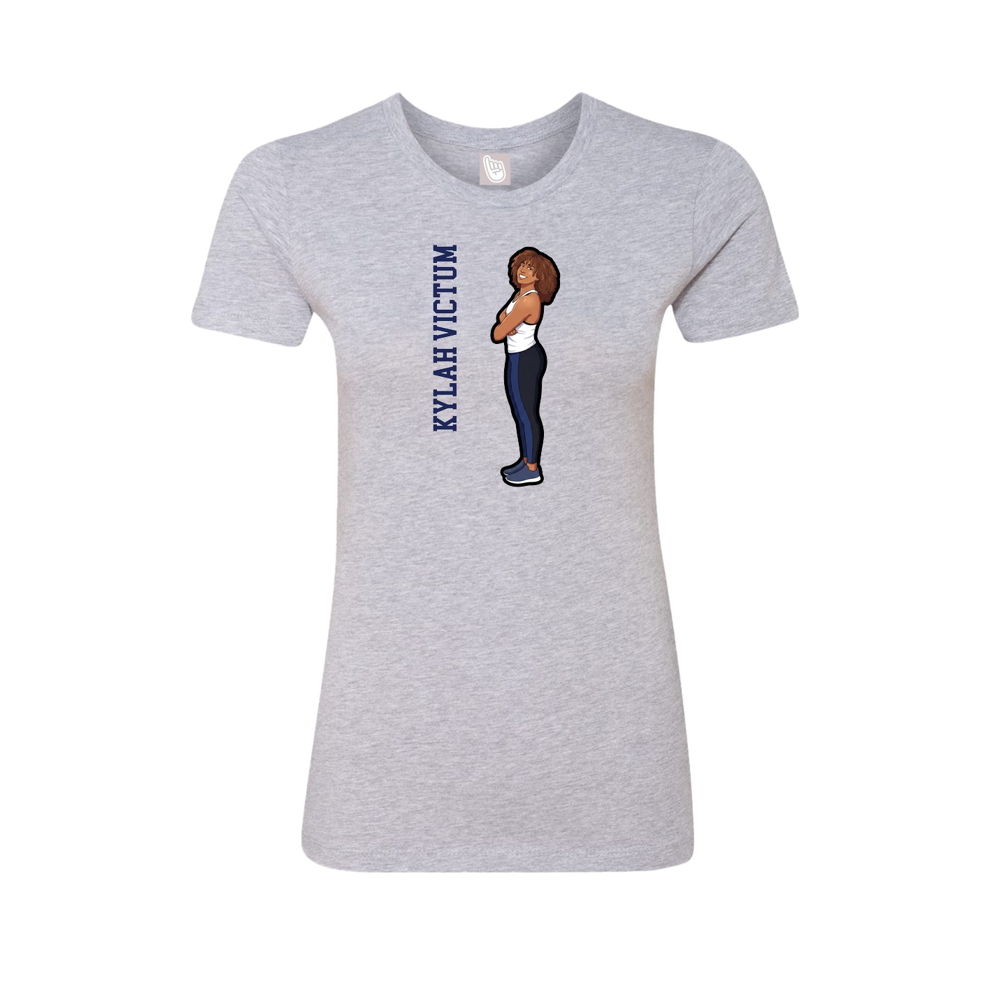 Womens Tee — Name Vertical in Grey