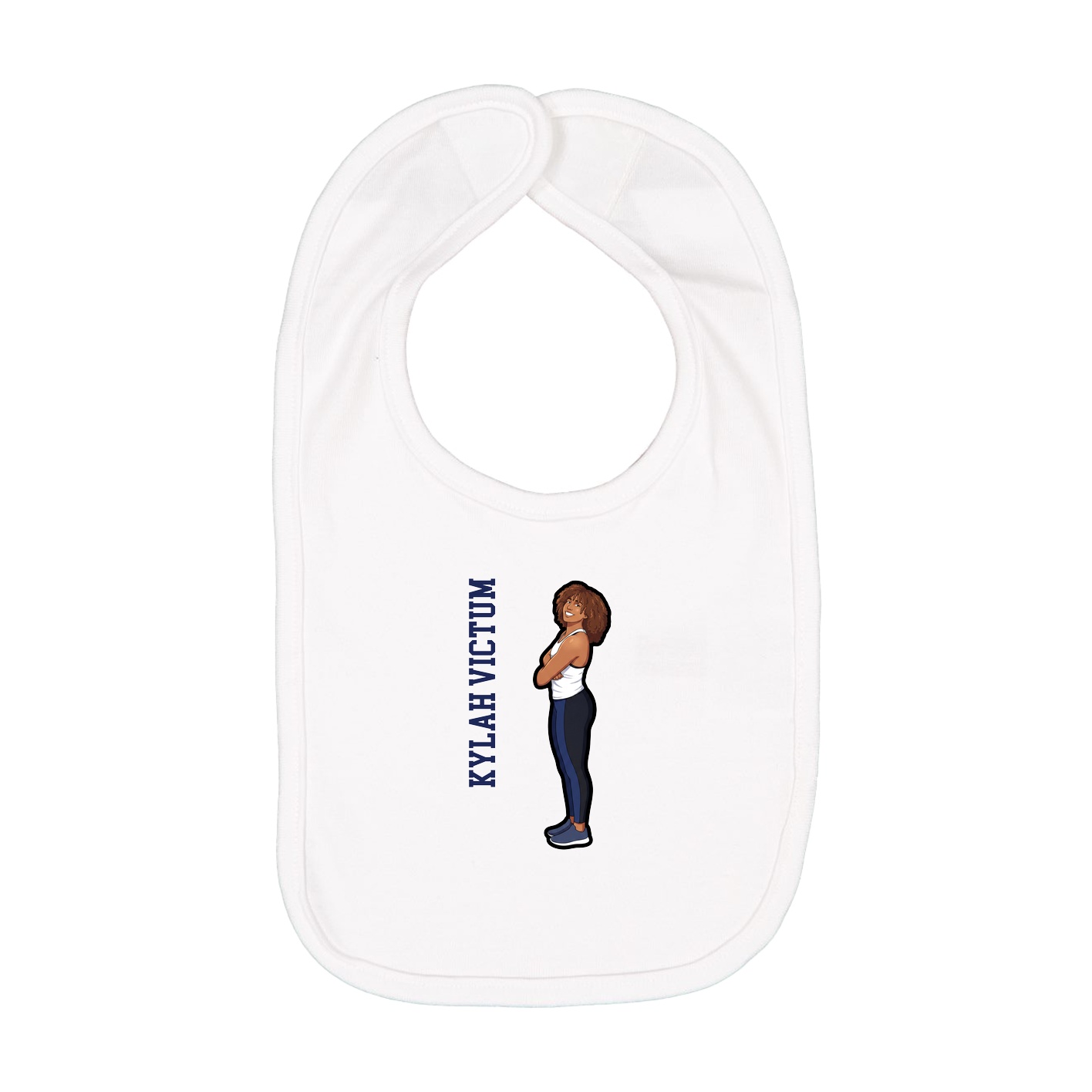 Infant Bib — Name Vertical in White