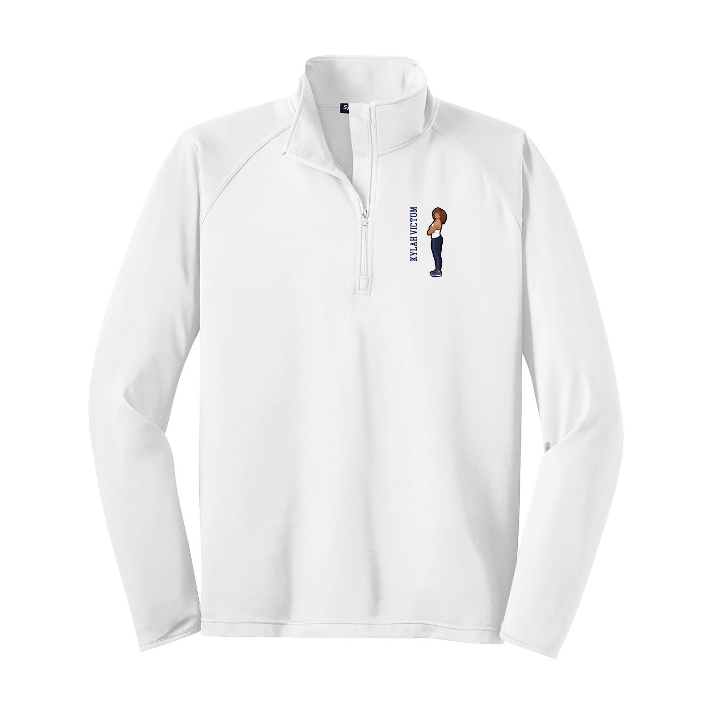 Q-Zip Pullover — Name Vertical in White