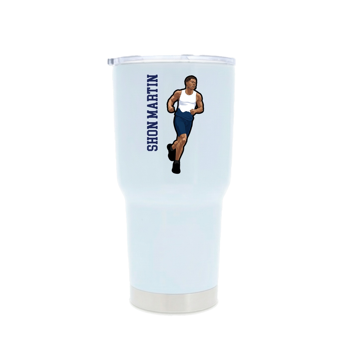 30oz Stainless Steel Tumbler — Name Vertical in White