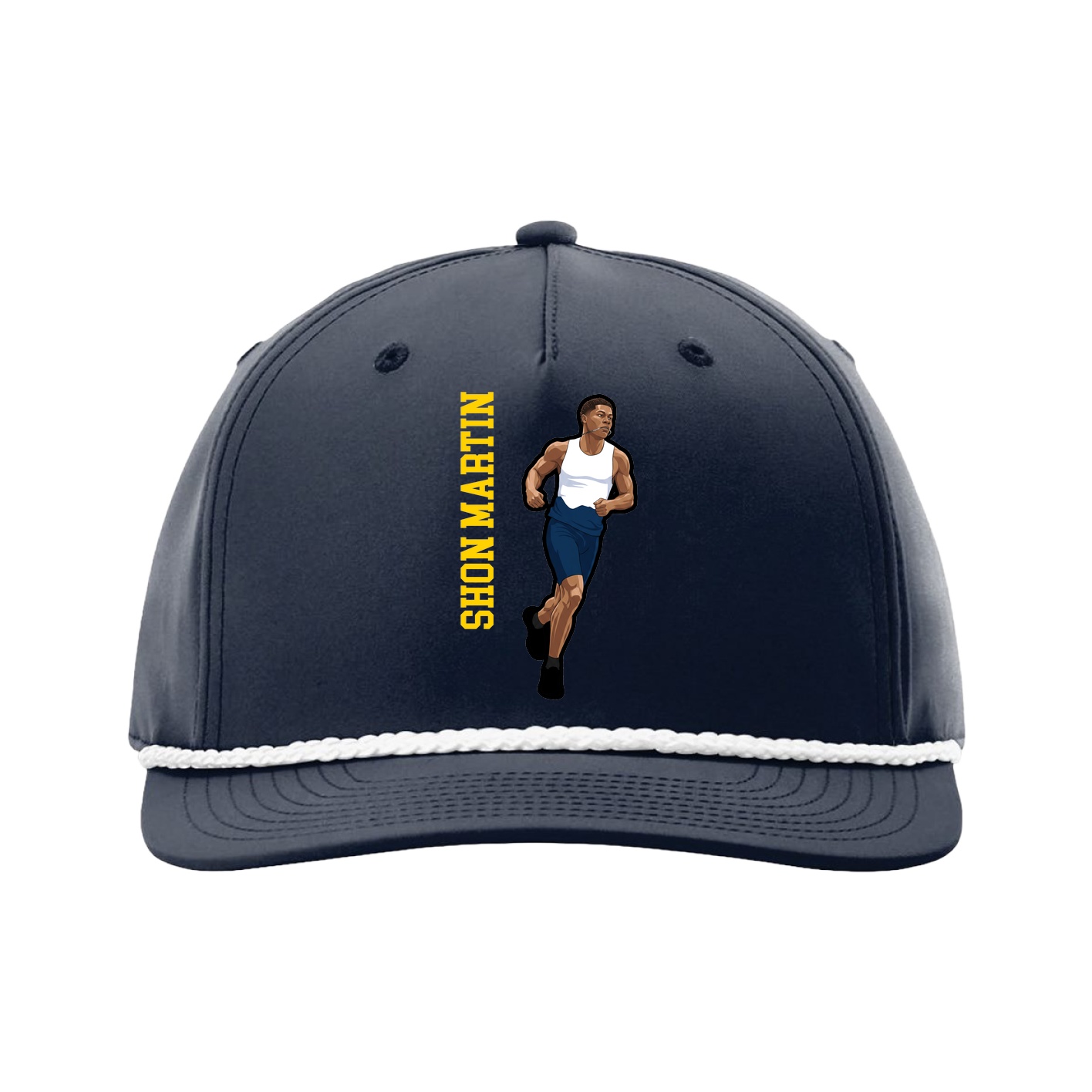 Five-Panel Classic Rope Cap — Name Vertical in Navy