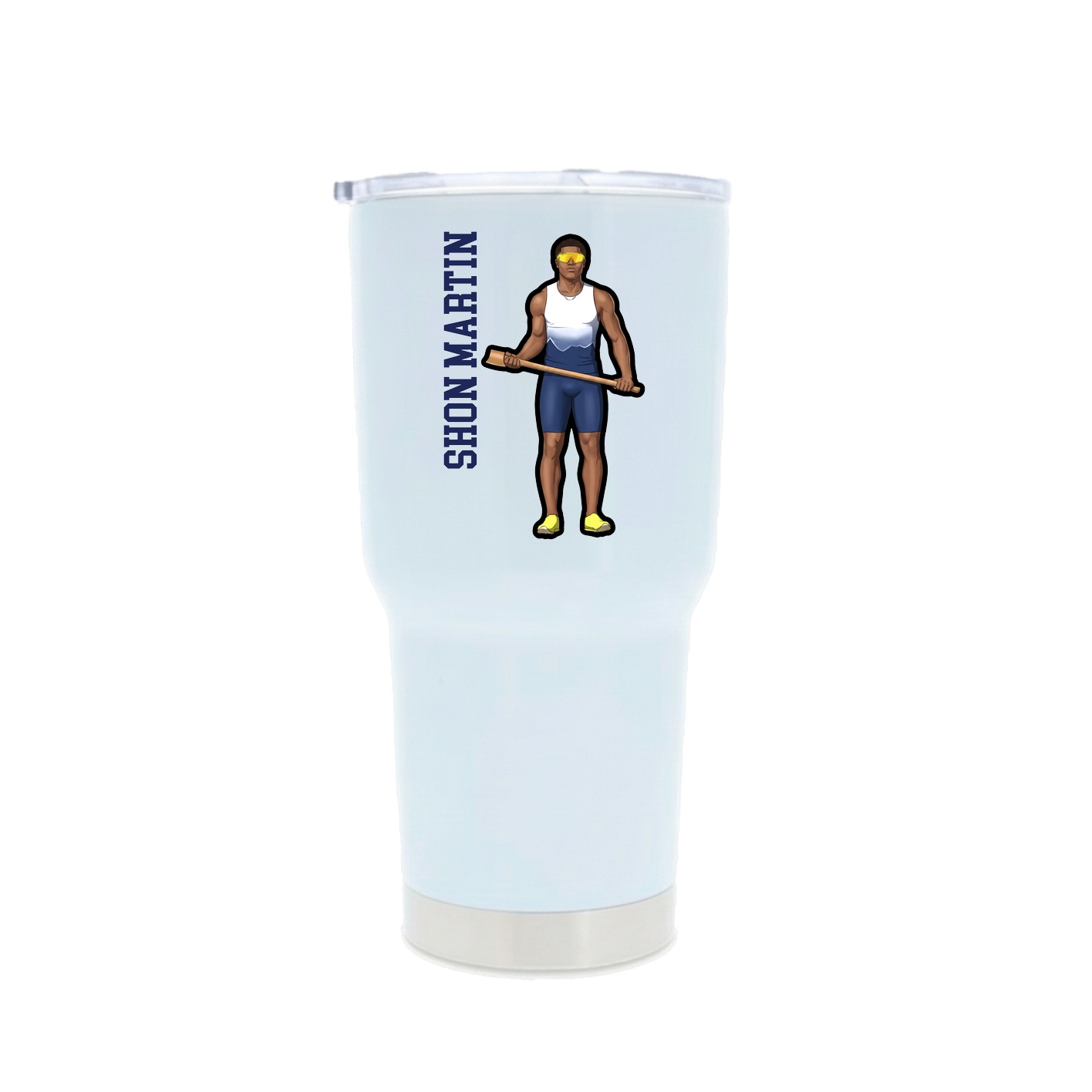 30oz Stainless Steel Tumbler — Name Vertical in White