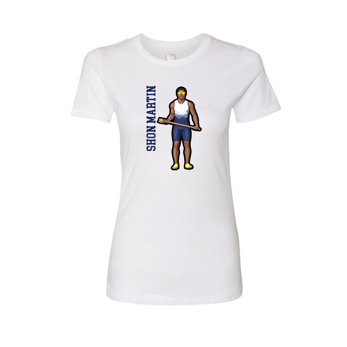 Fitted Women's Tee — Name Vertical in White