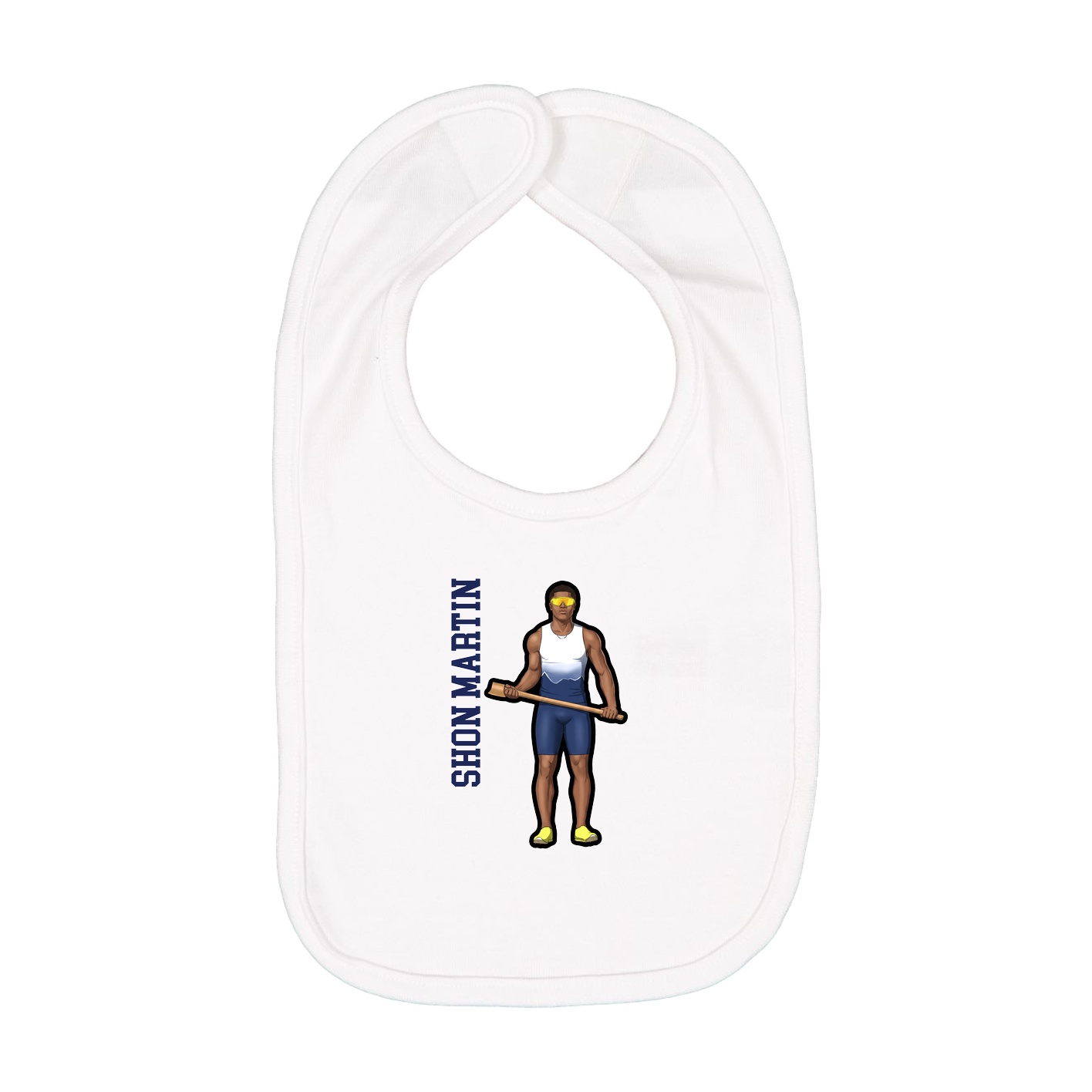 Infant Bib — Name Vertical in White