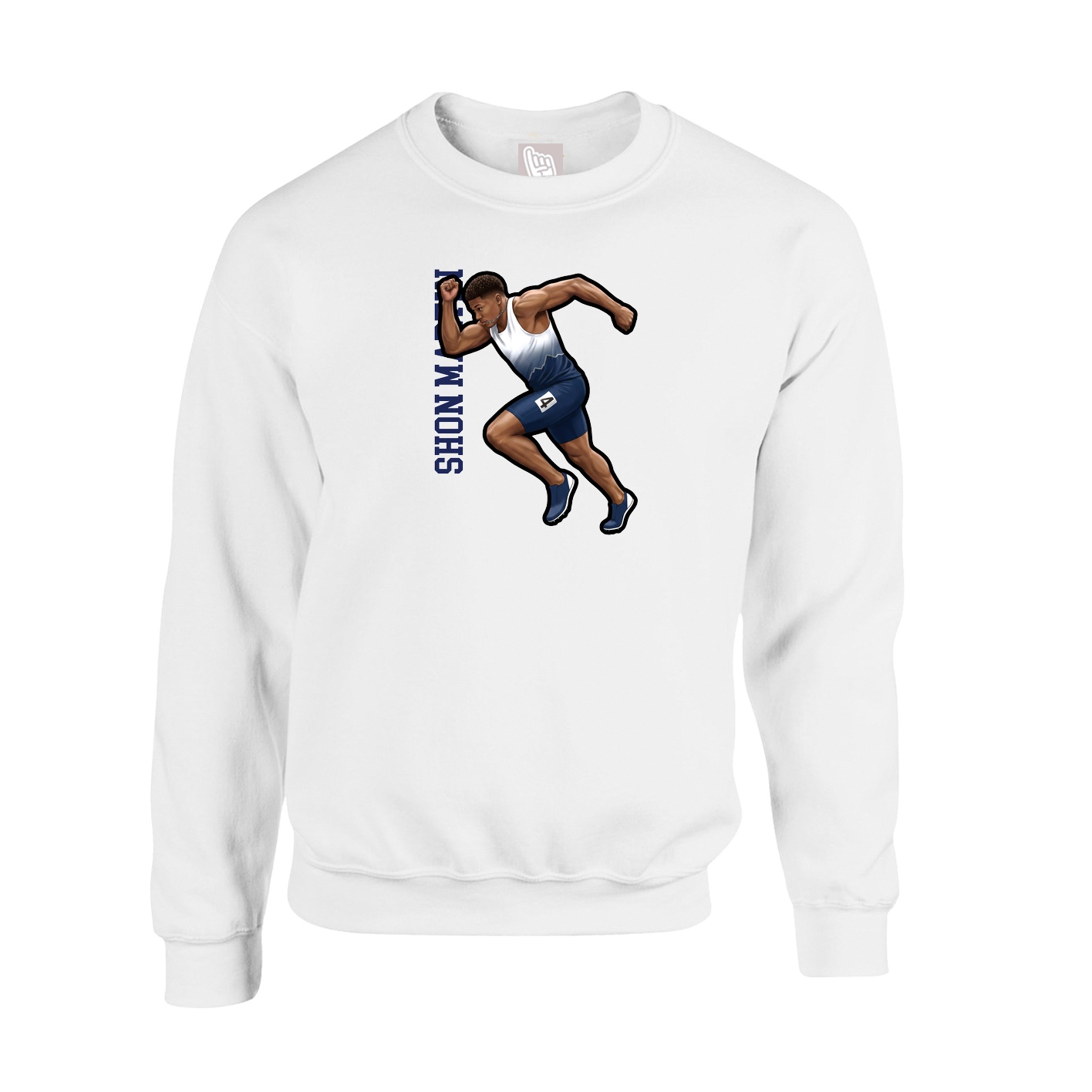 Fleece Crew — Name Vertical in White