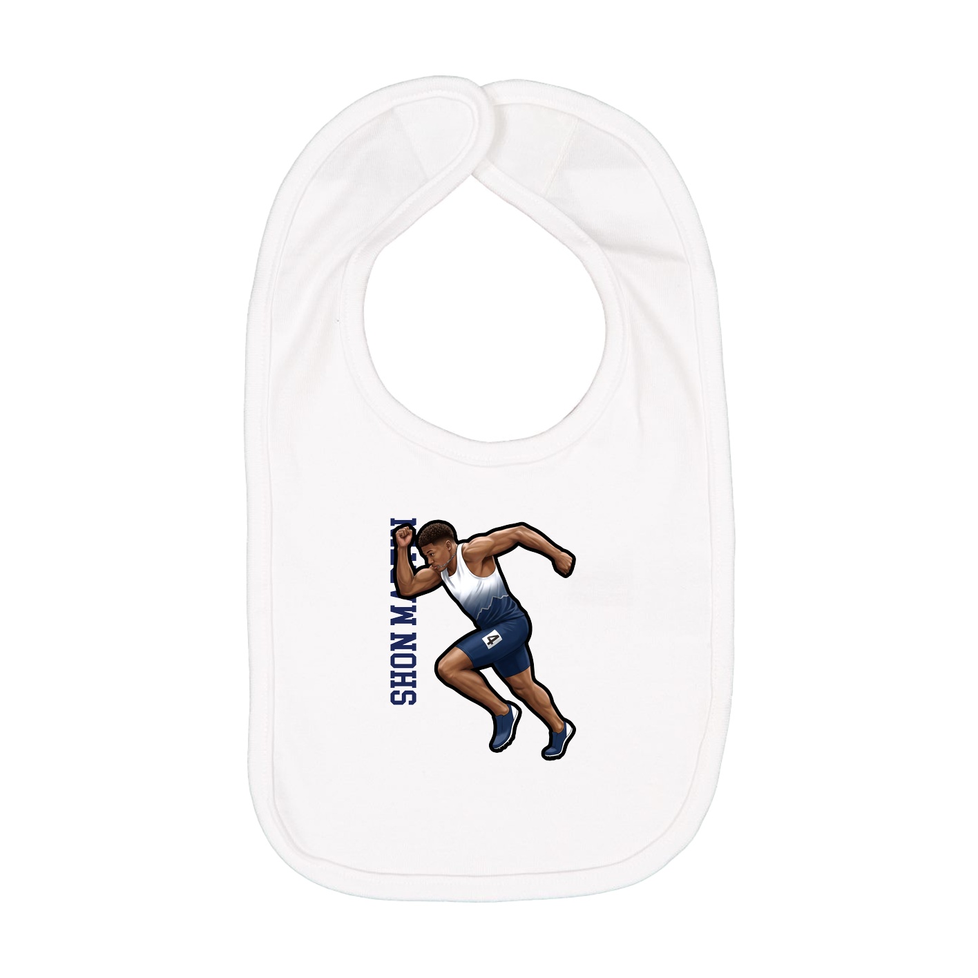 Infant Bib — Name Vertical in White