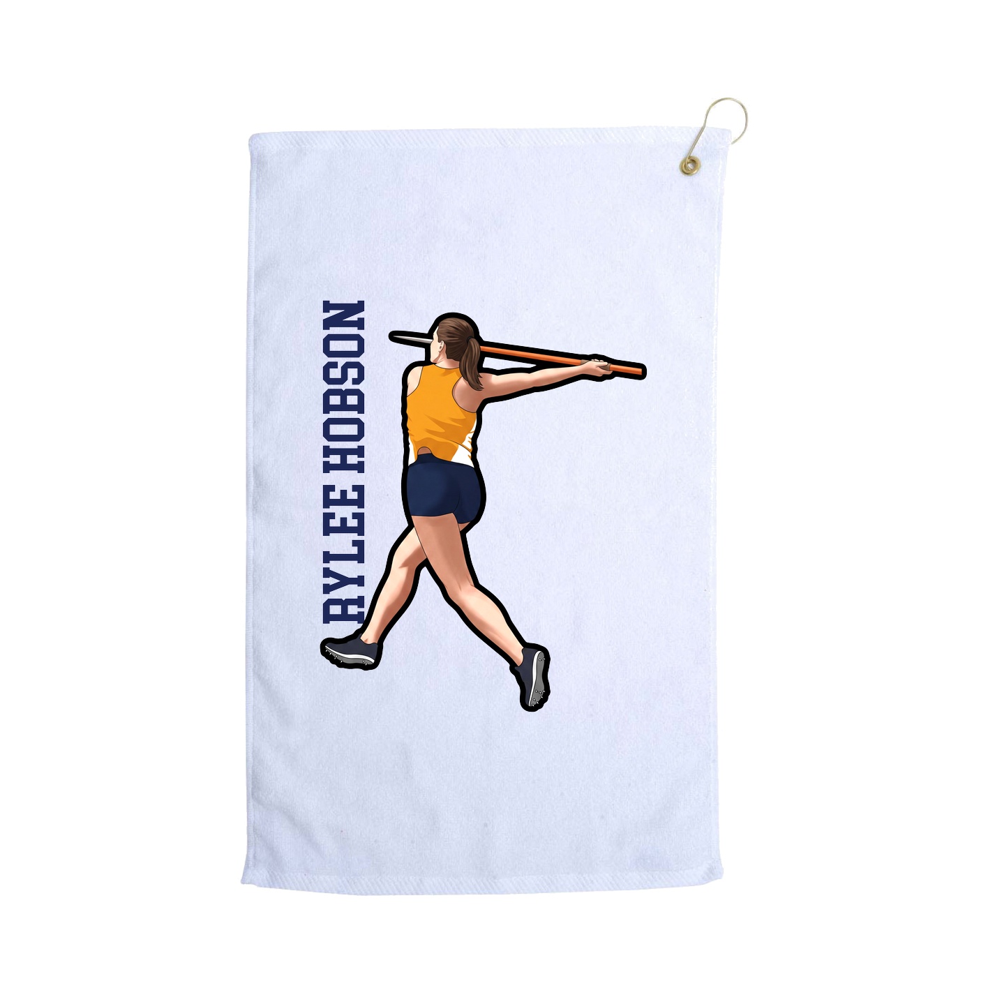 Golf Towel — Name Vertical in White