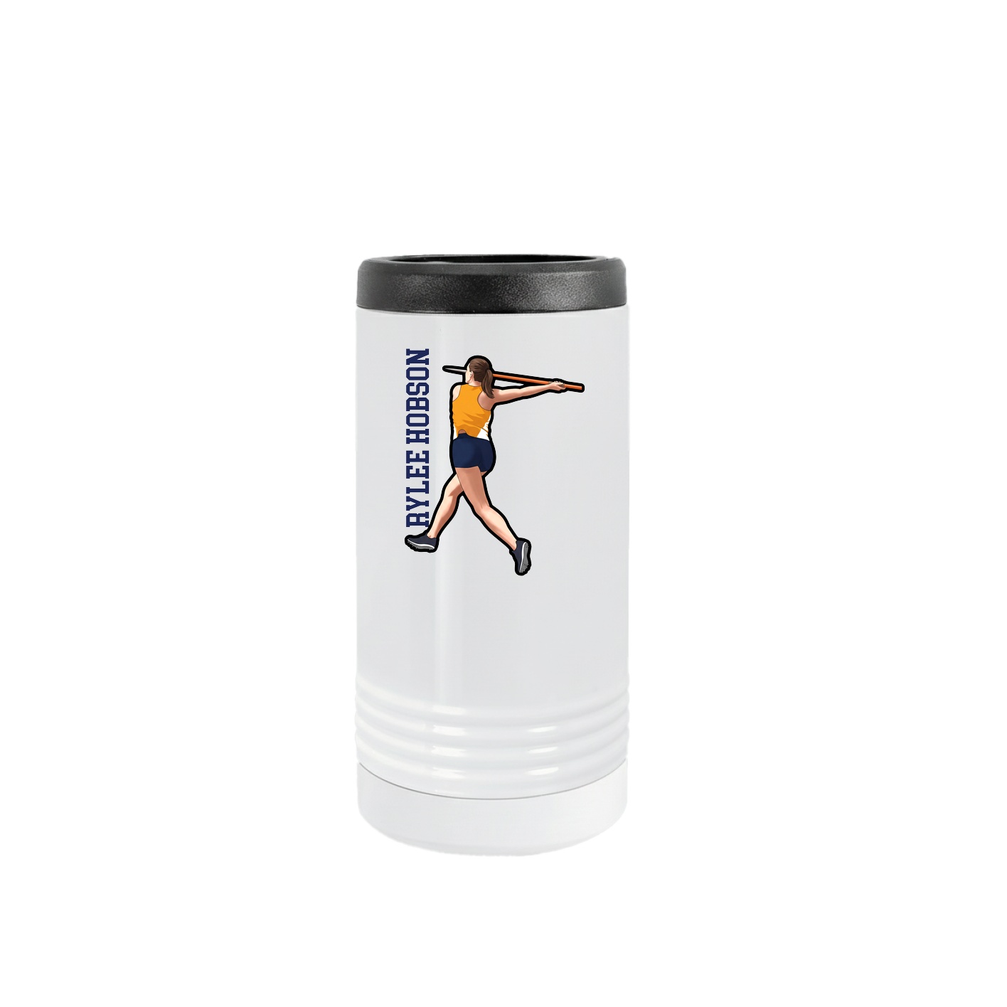Slim Beverage Holder — Name Vertical in White
