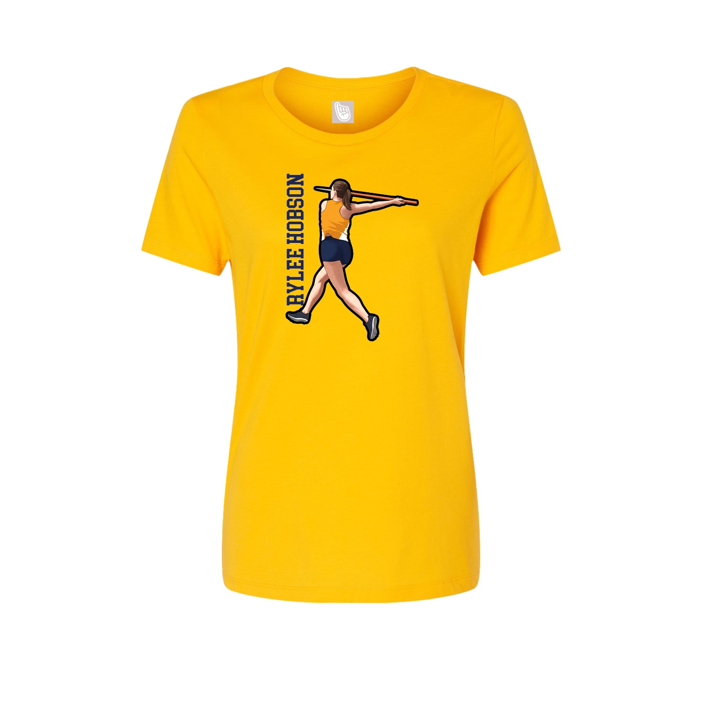 Fitted Women's Tee — Name Vertical in Gold