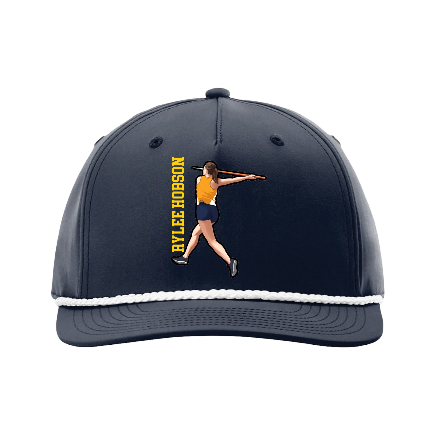 Five-Panel Classic Rope Cap — Name Vertical in Navy
