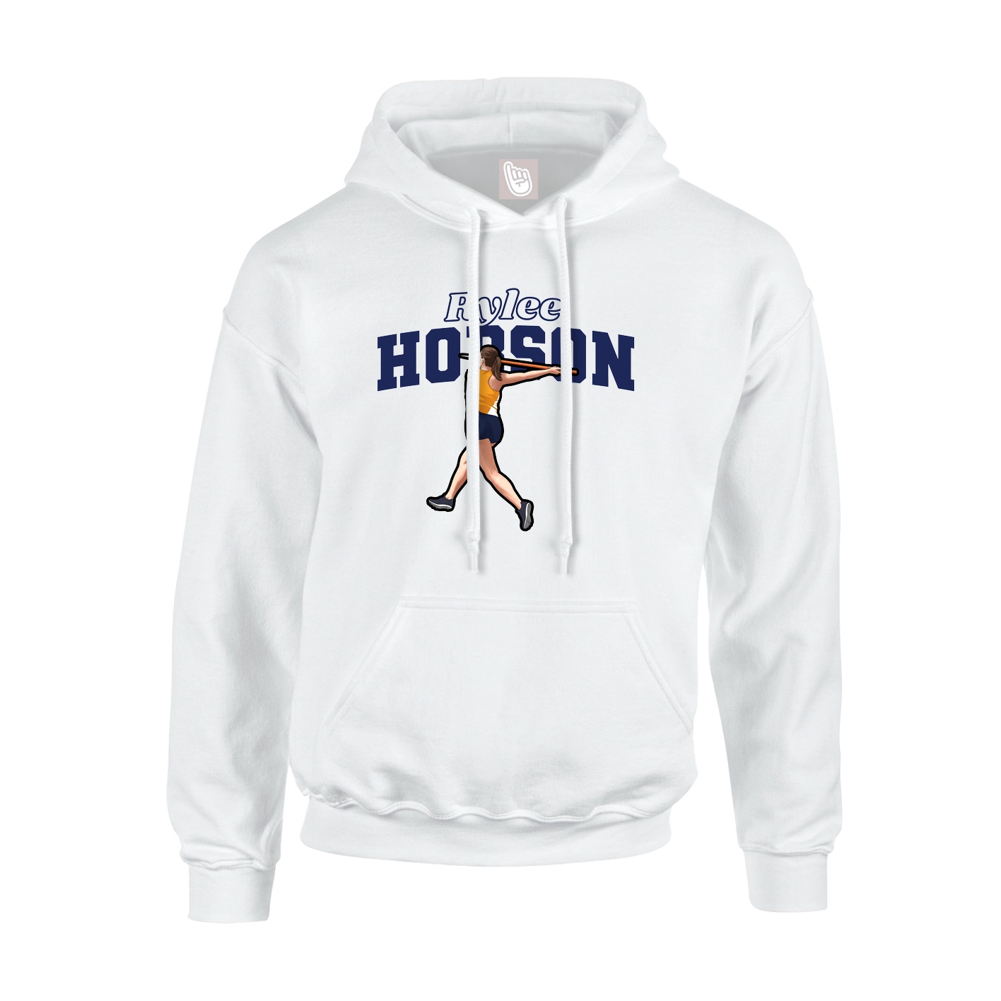 Youth Hoodie — Name Arch in White