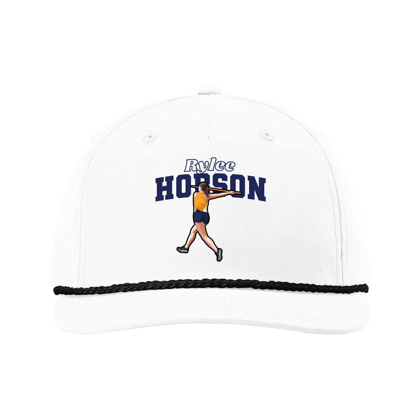 Five-Panel Classic Rope Cap — Name Arch in White