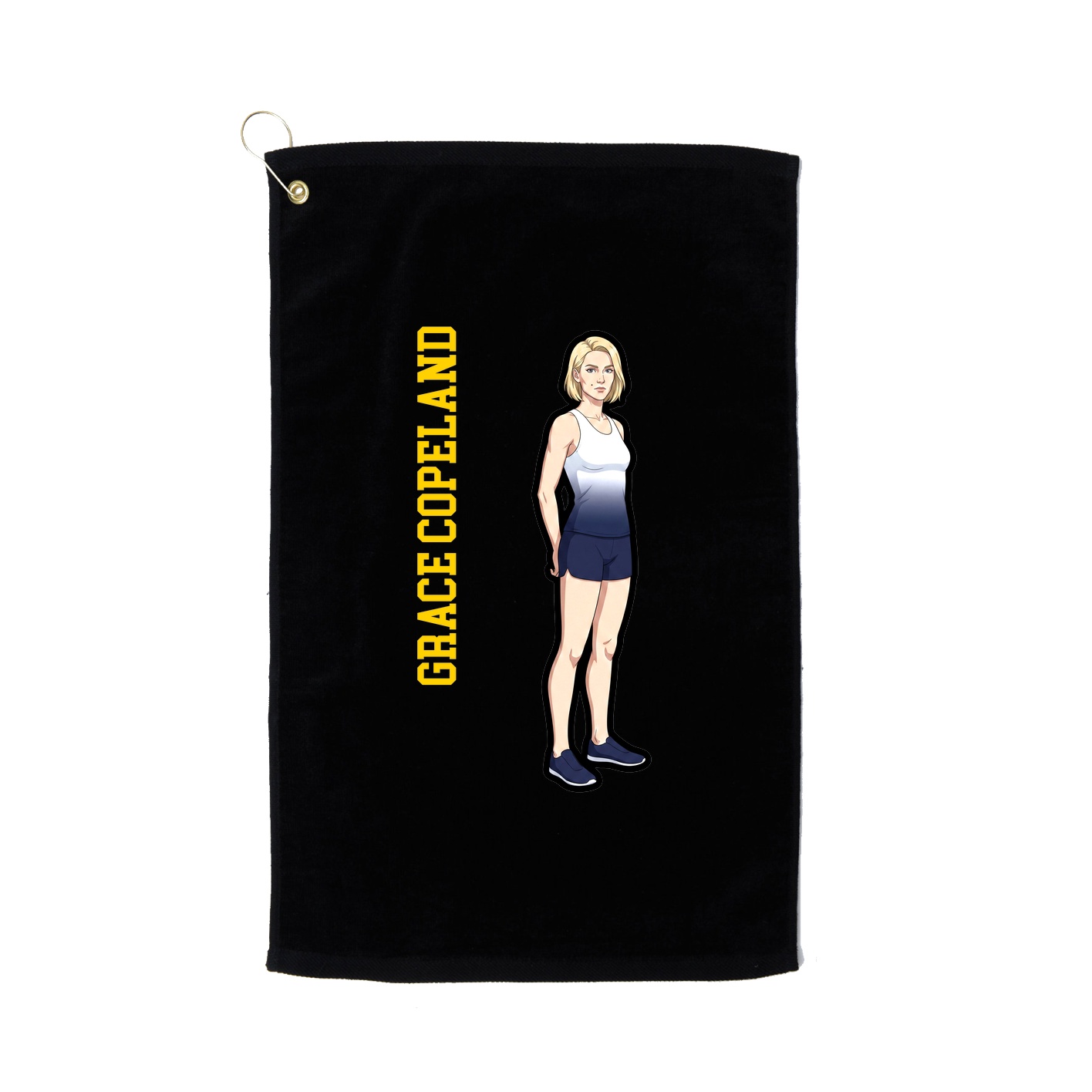 Golf Towel — Name Vertical in Black