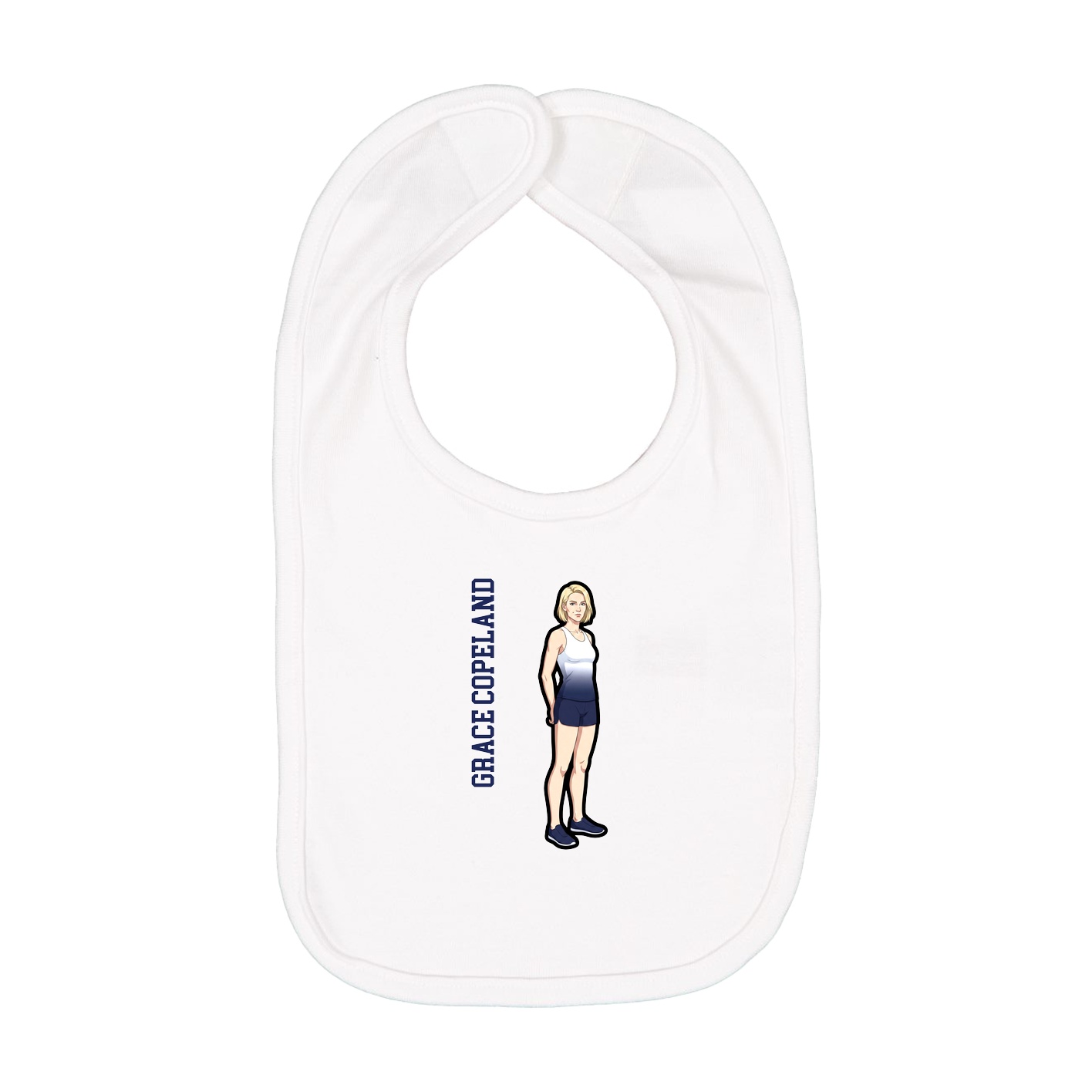 Infant Bib — Name Vertical in White