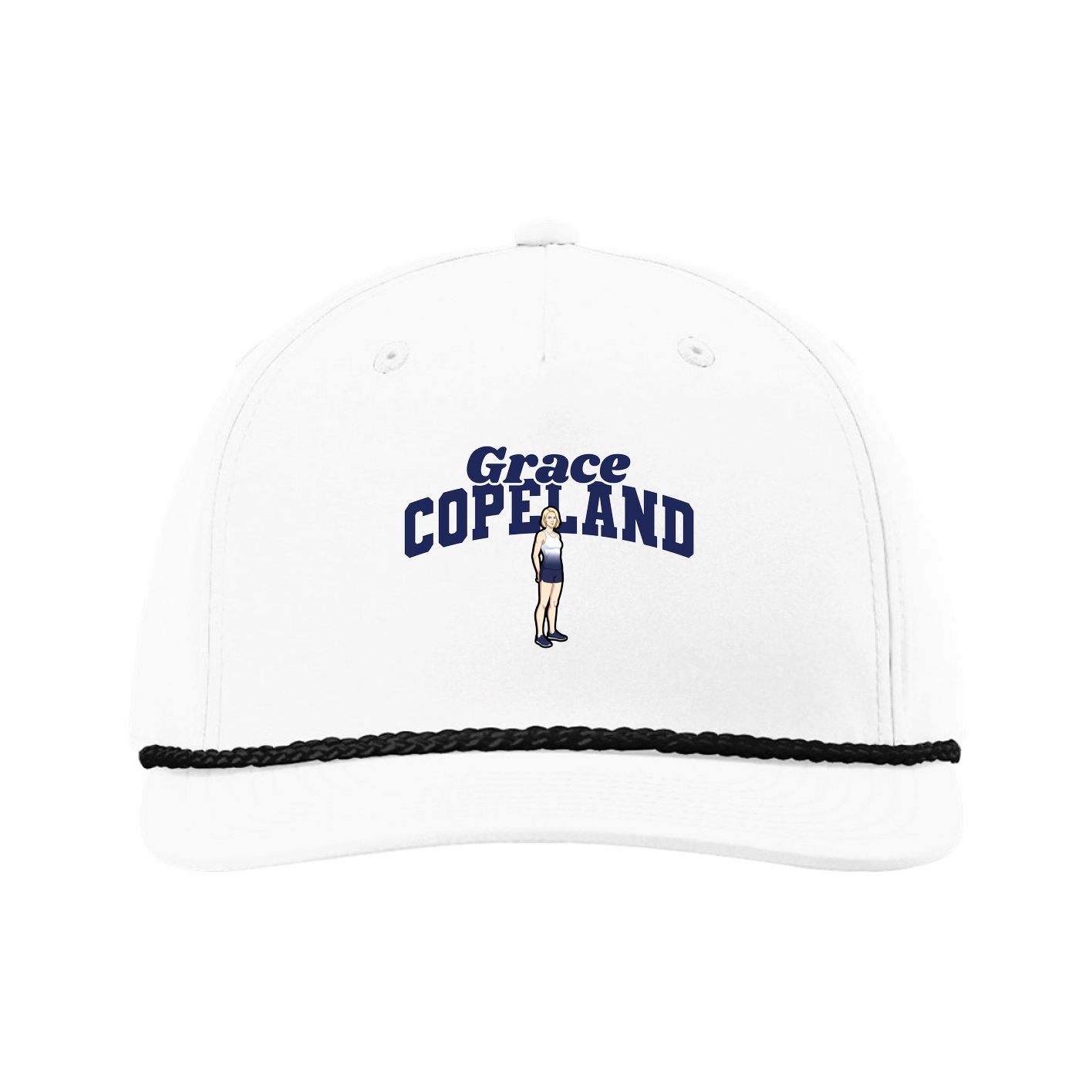 Five-Panel Classic Rope Cap — Signature Arch in White