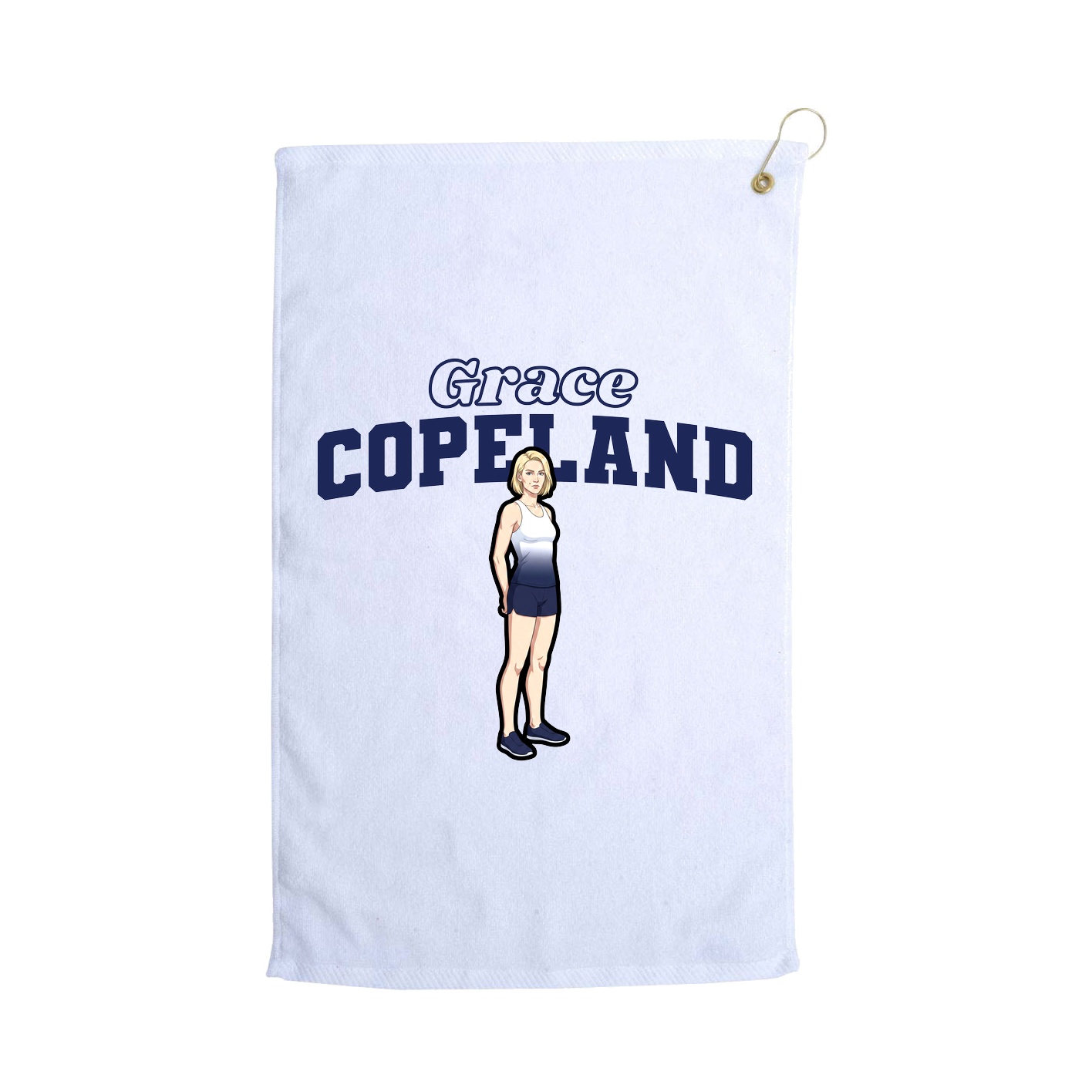 Golf Towel — Name Arch in White