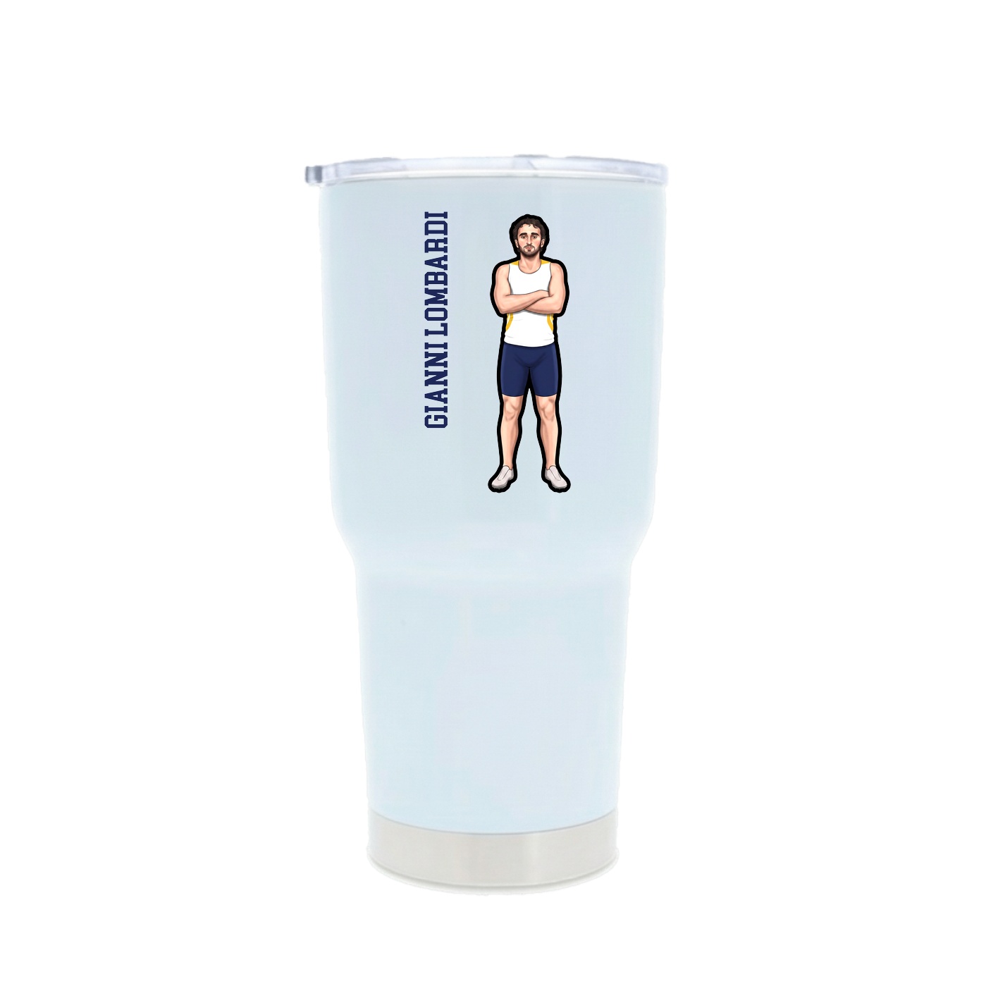 30oz Stainless Steel Tumbler — Name Vertical in White