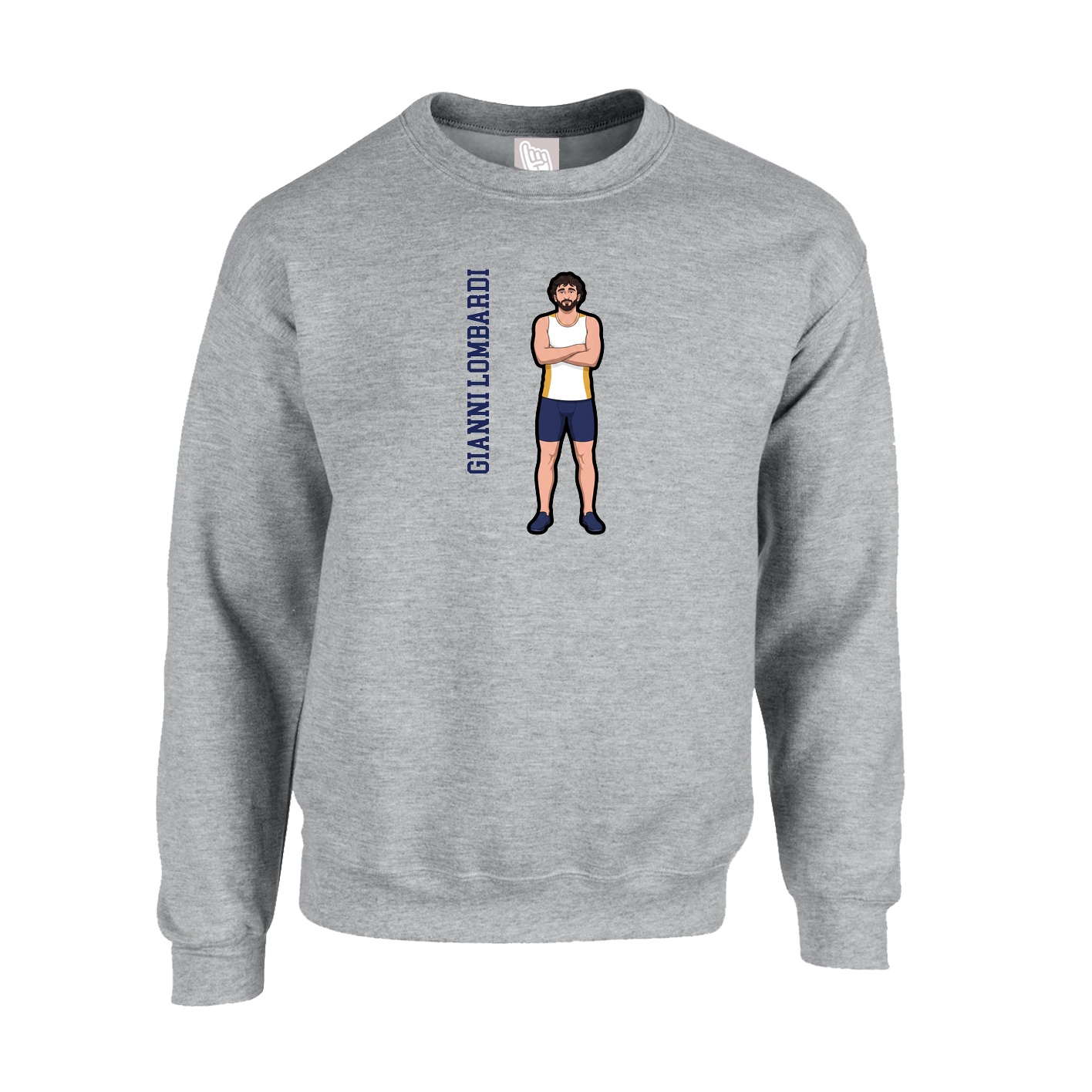 Fleece Crew — Name Vertical in Grey