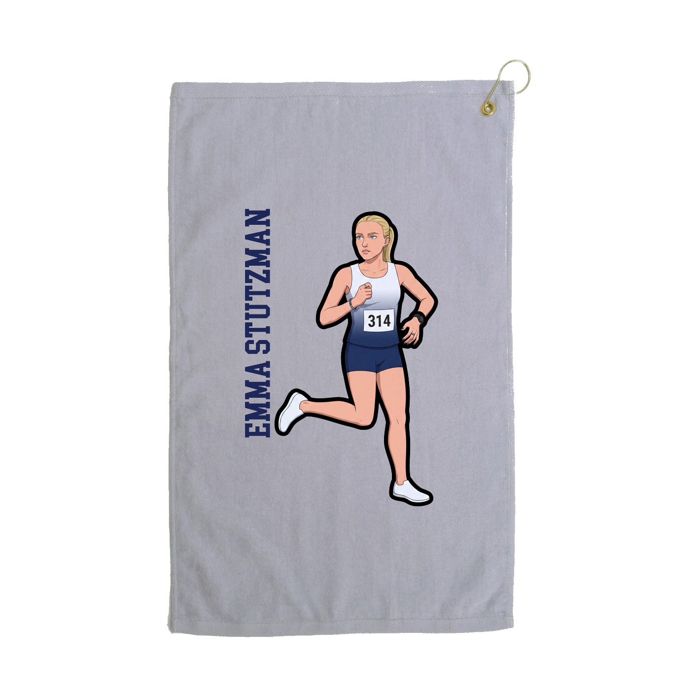 Golf Towel — Name Vertical in Grey